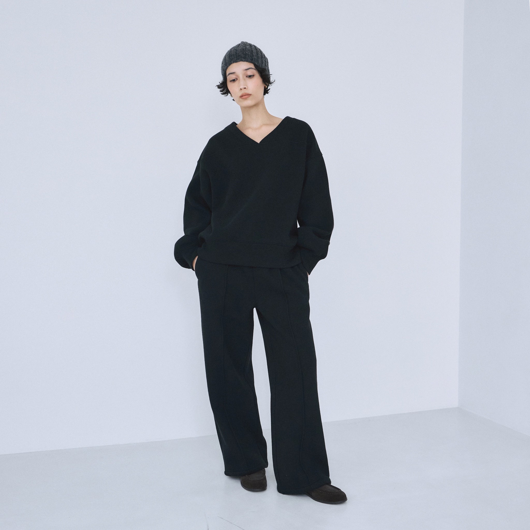 VネックメッシュSweatプルオーバー