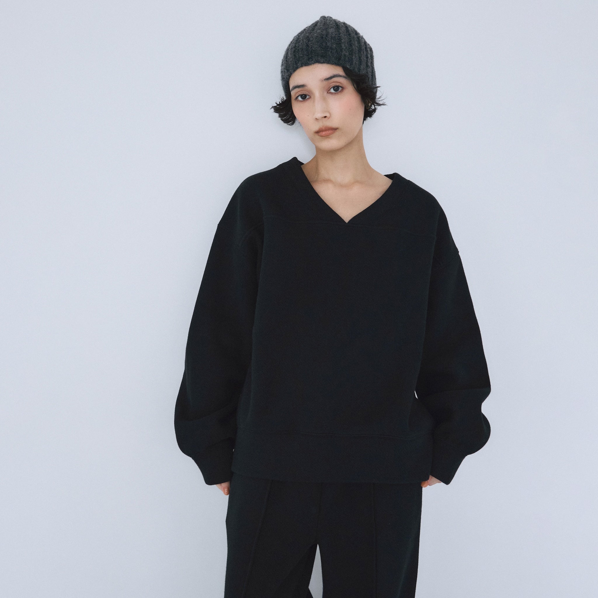 VネックメッシュSweatプルオーバー