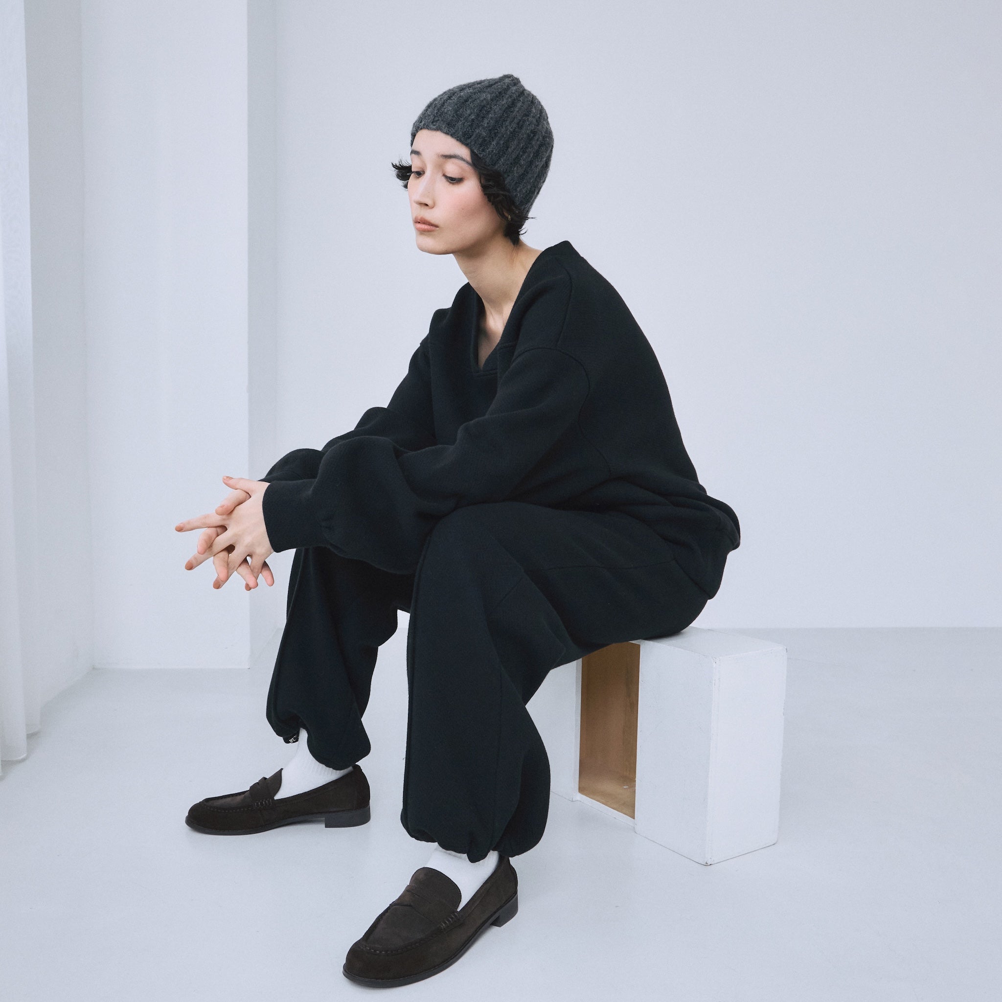 VネックメッシュSweatプルオーバー