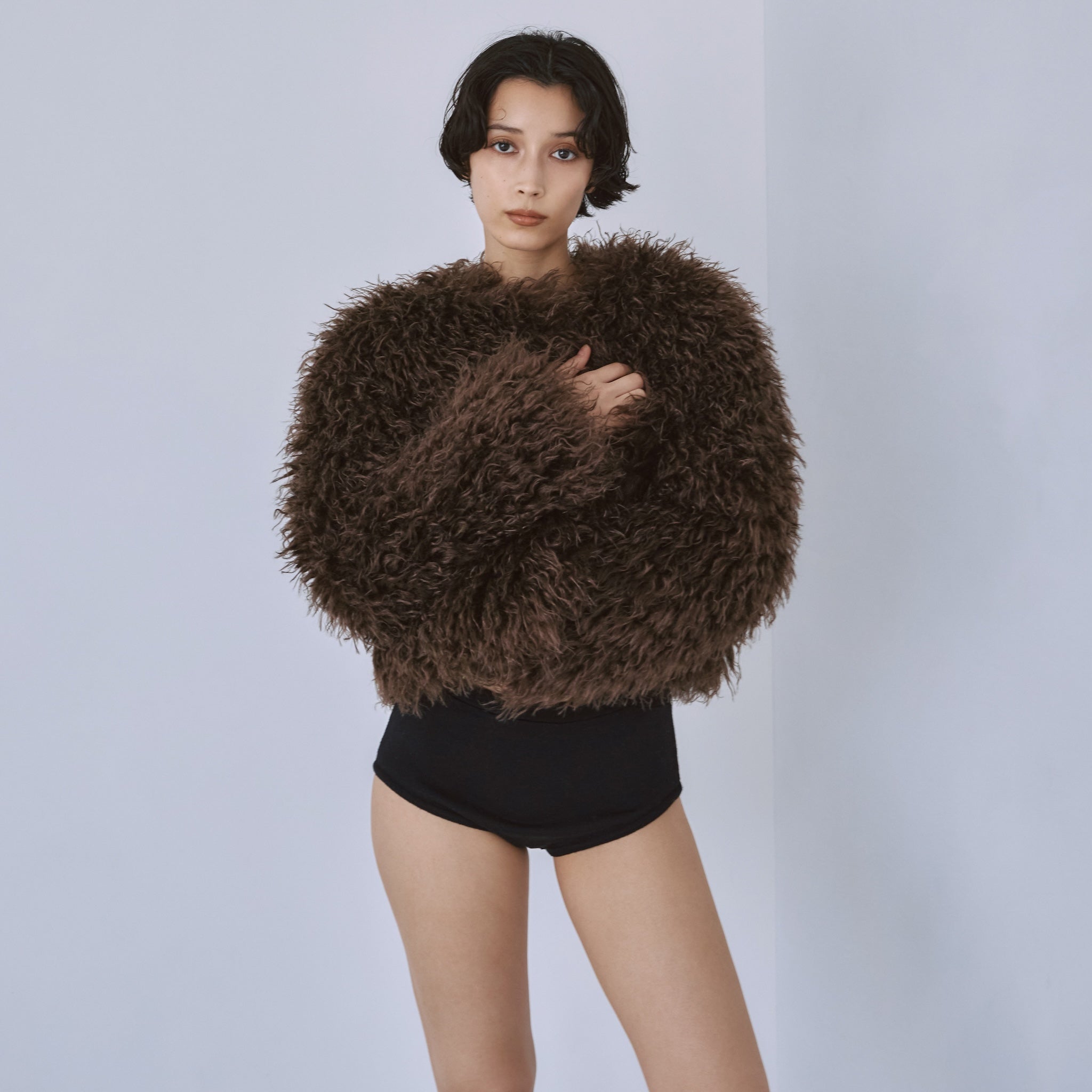Cloud furノーカラーcoat