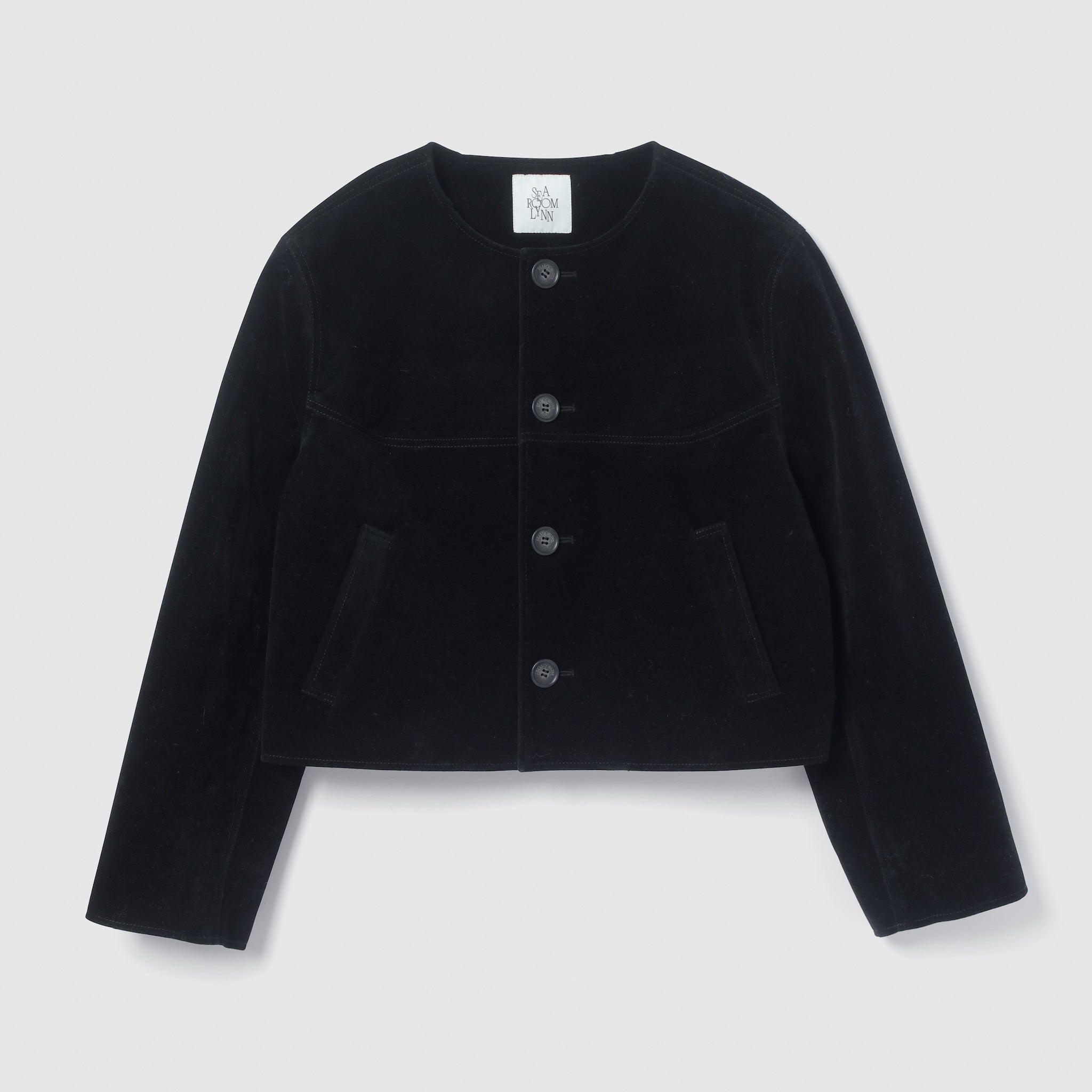 Fake suede collarless jacket