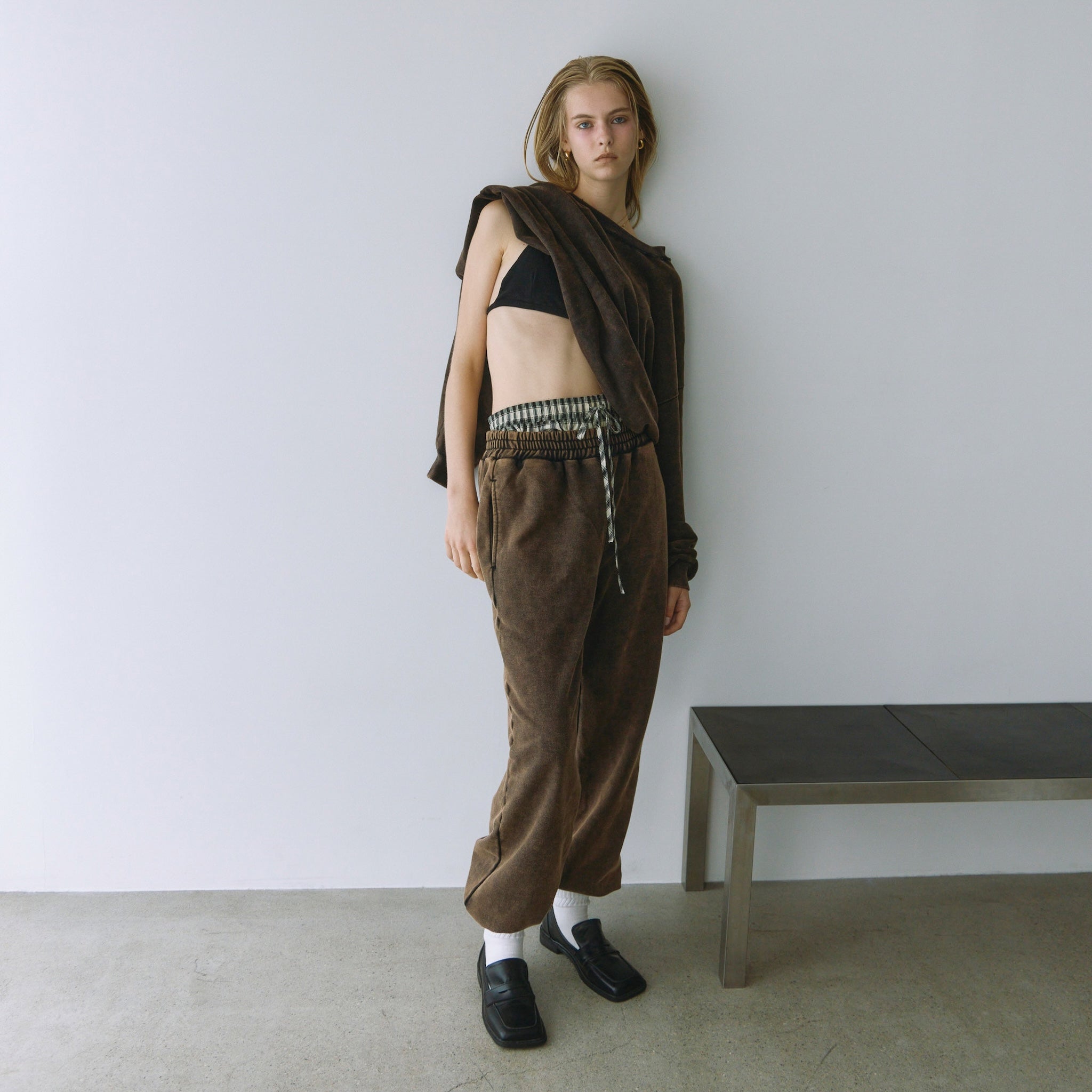 Acid dye damaged sweat pants