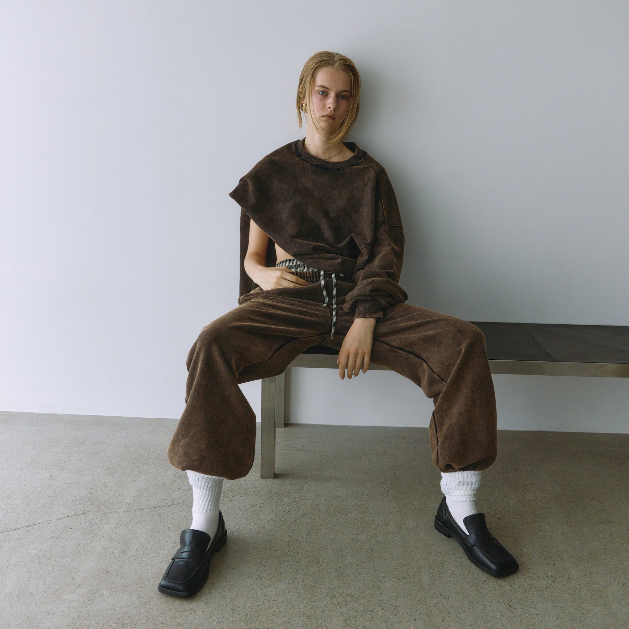 Acid dye damaged sweat pants