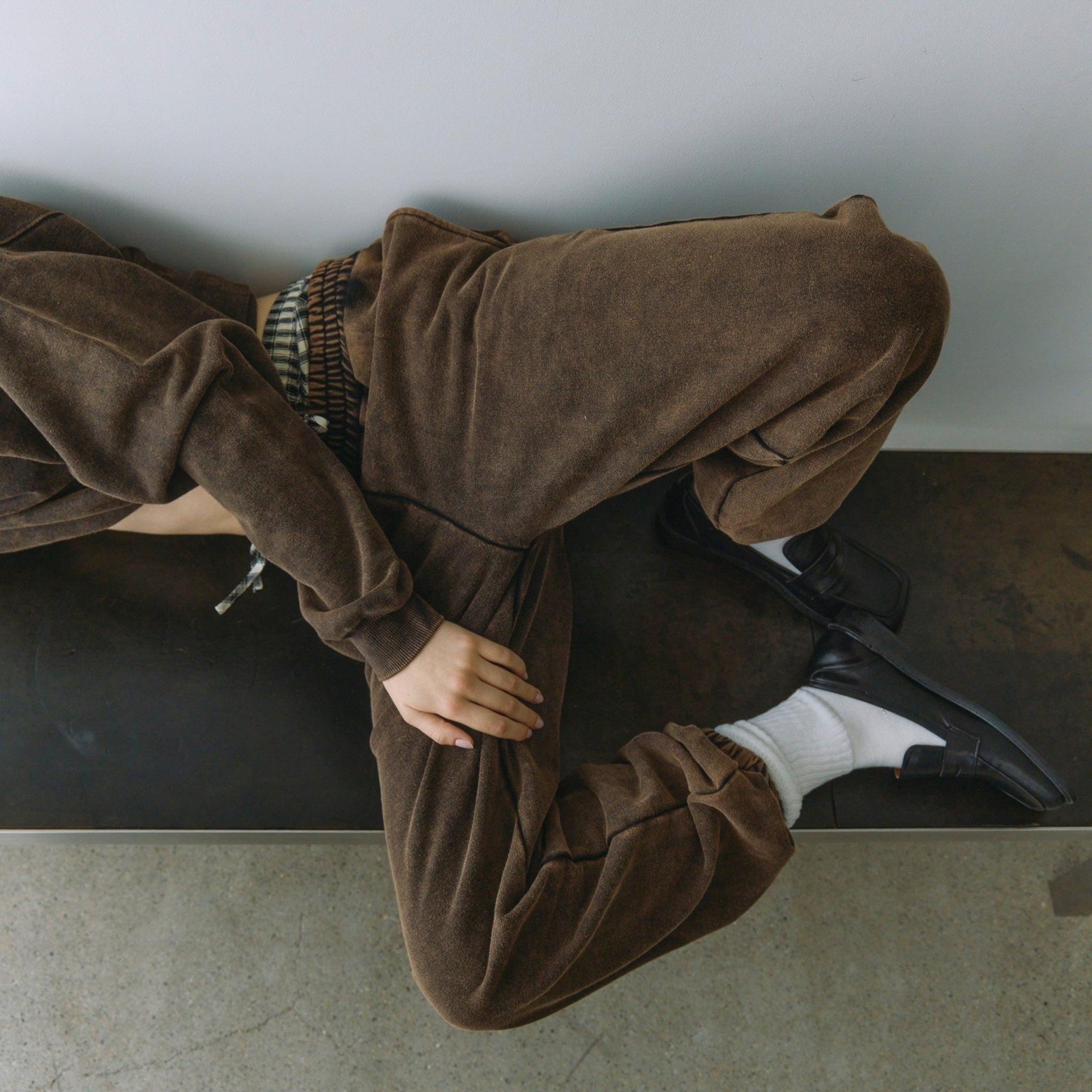 Acid dye damaged sweat pants