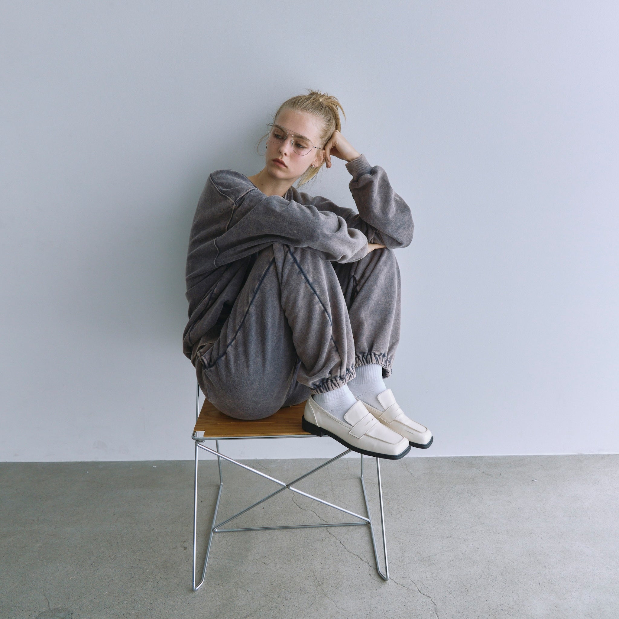 Acid dye damaged sweat pants
