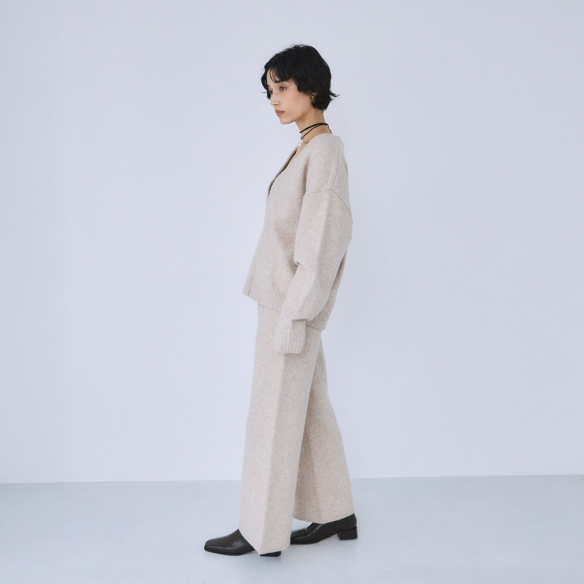 ウールmix ルーズストレートニットパンツ