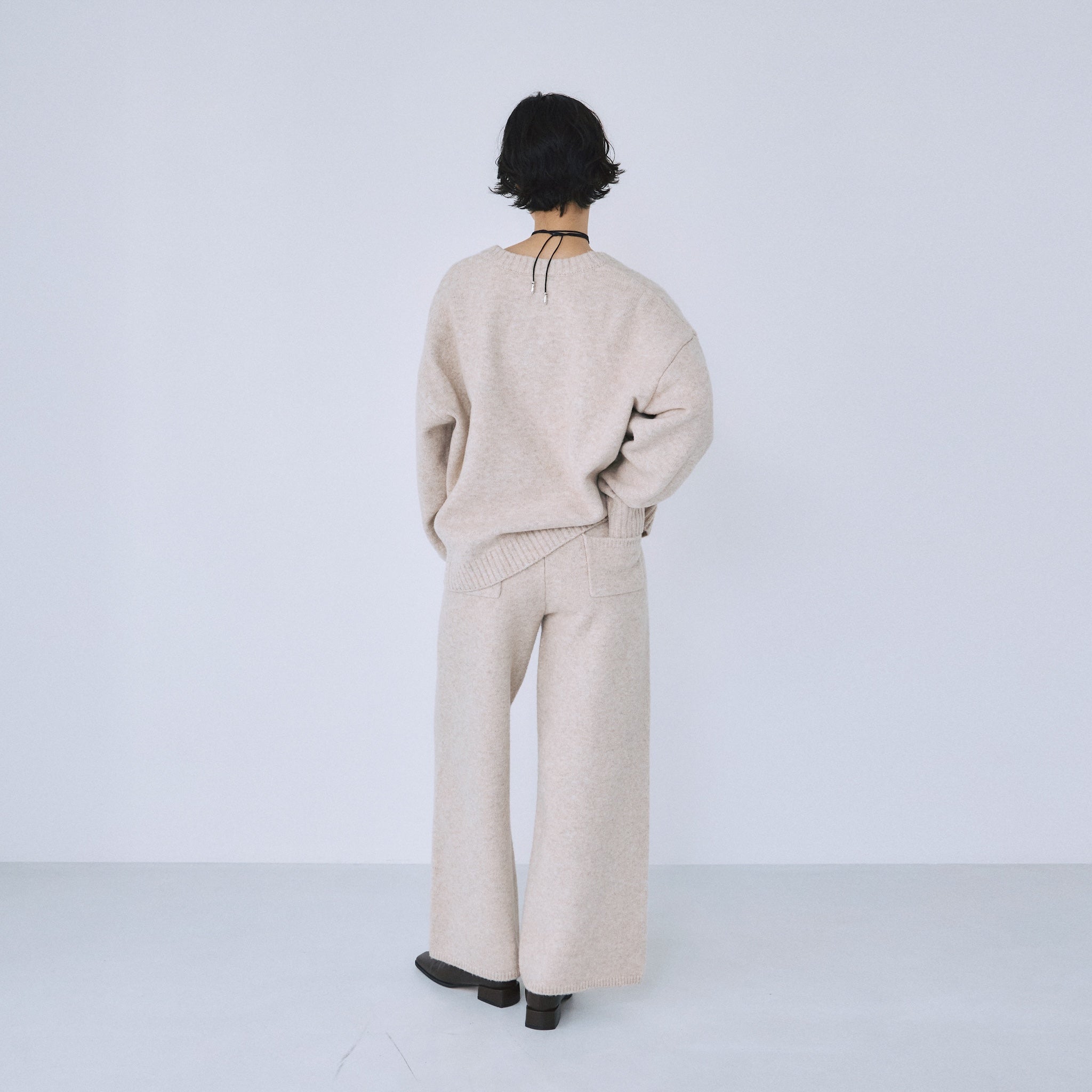 ウールmix ルーズストレートニットパンツ