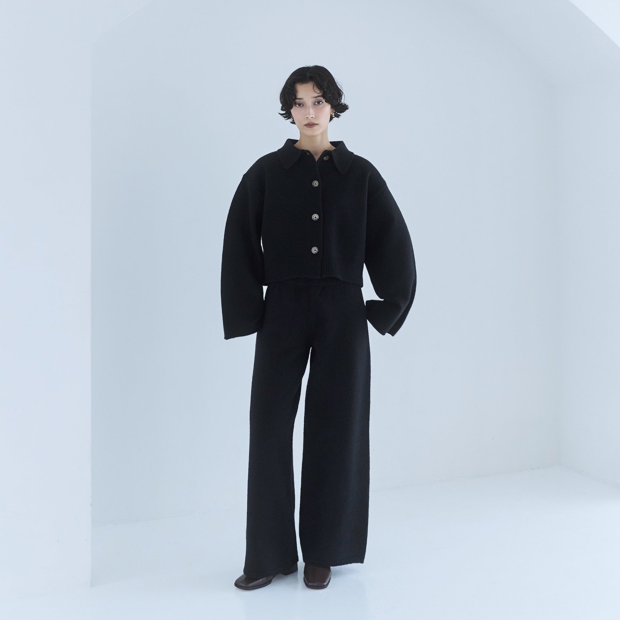 ウールmix ルーズストレートニットパンツ