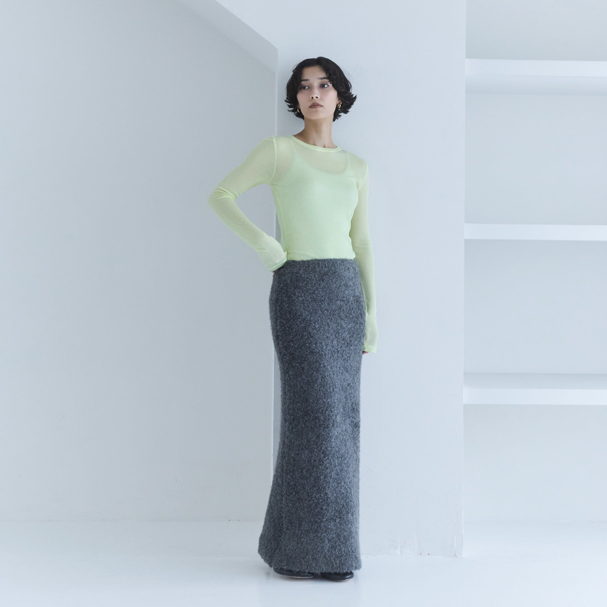 mini poodleブークレアイラインスカート