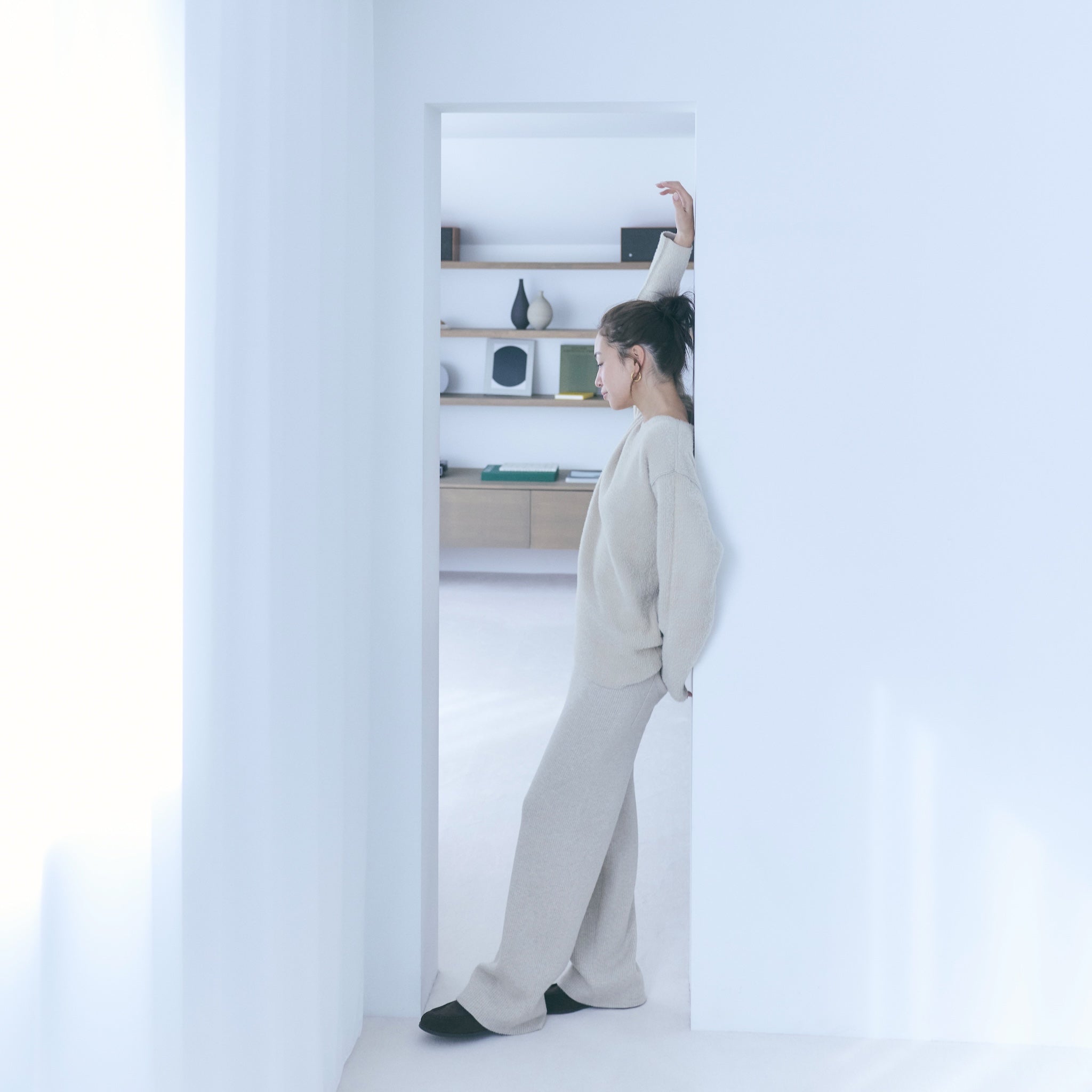 シャギーニットストレートパンツ