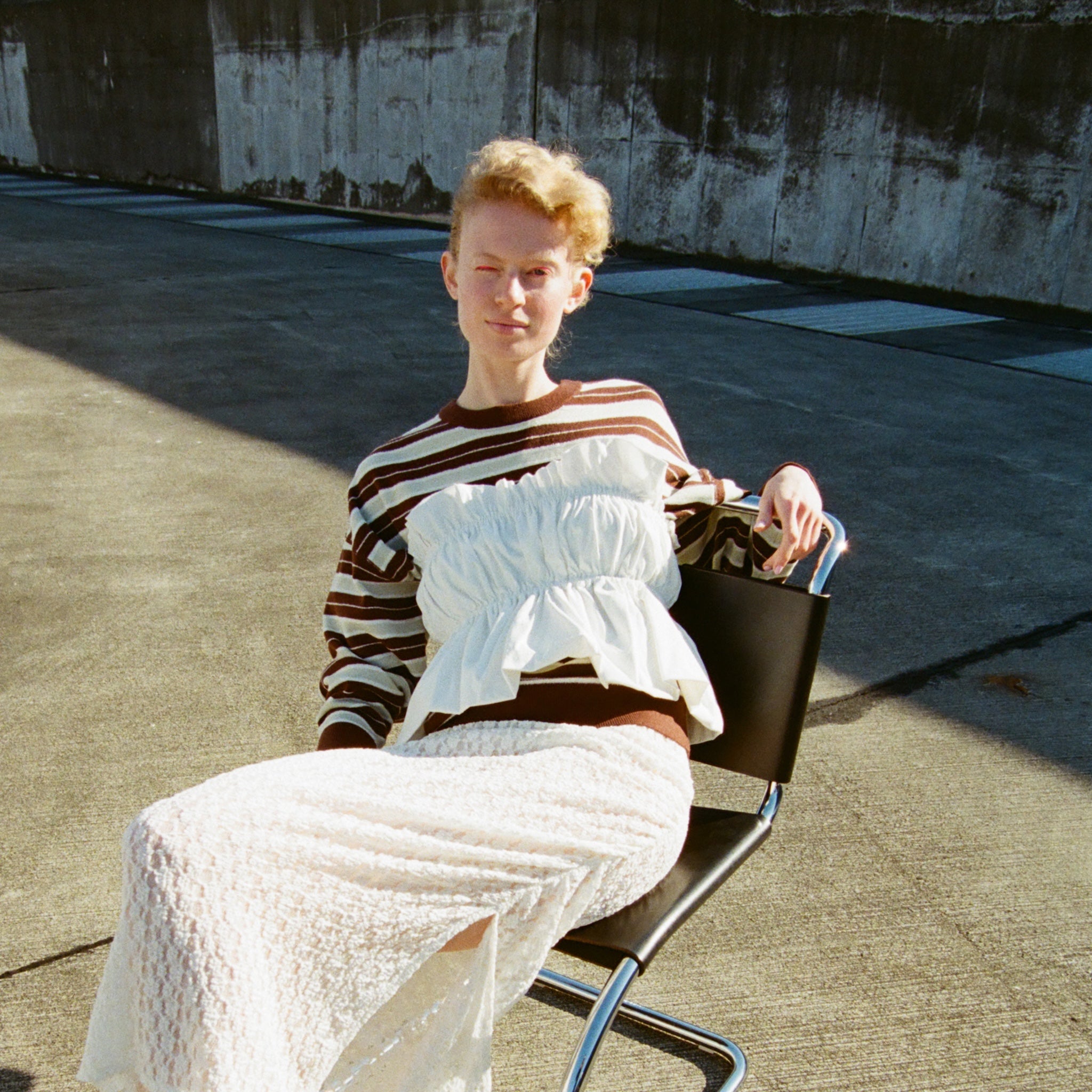 Random Border Crew Neck Knit