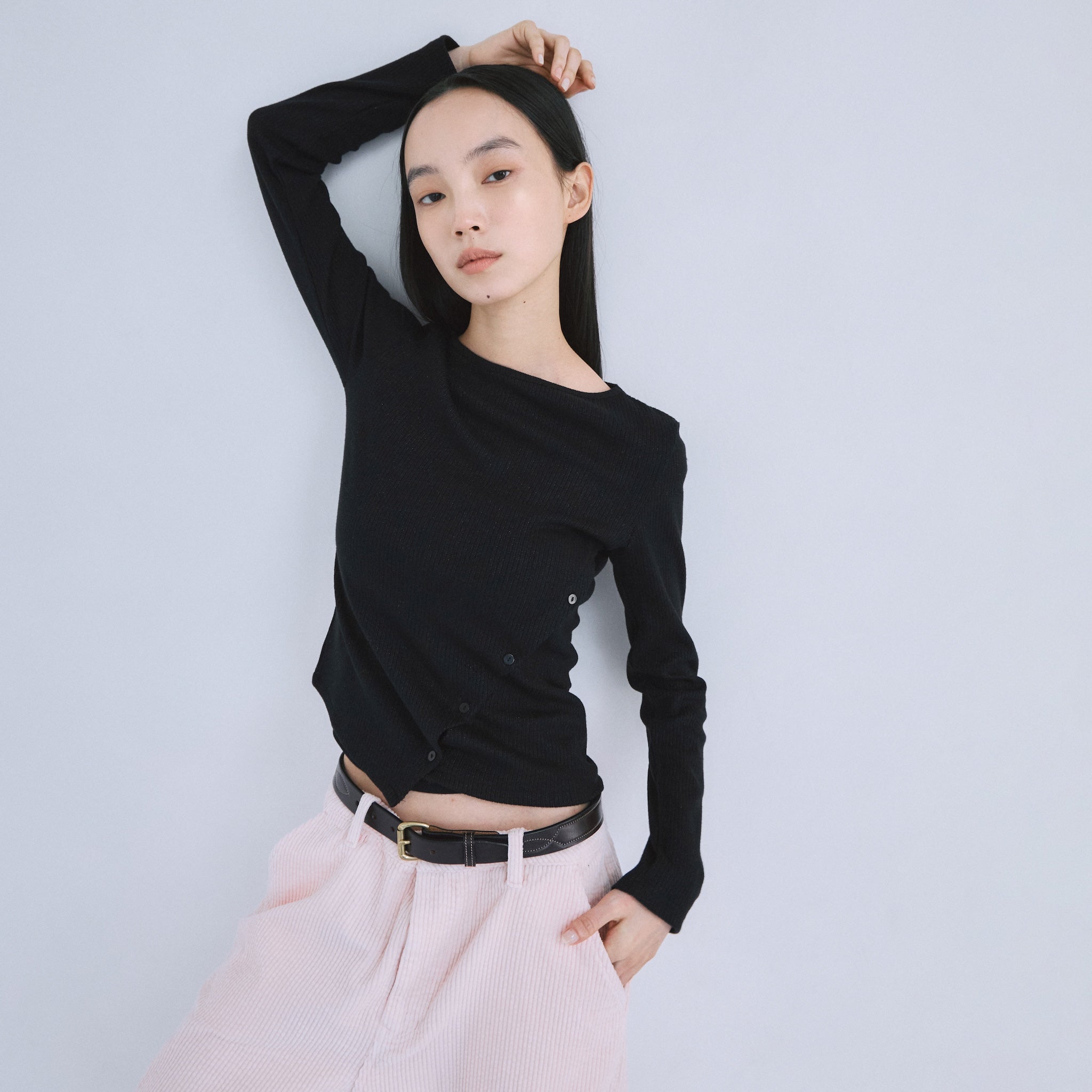 Glitter Rib Asymmetrical Top