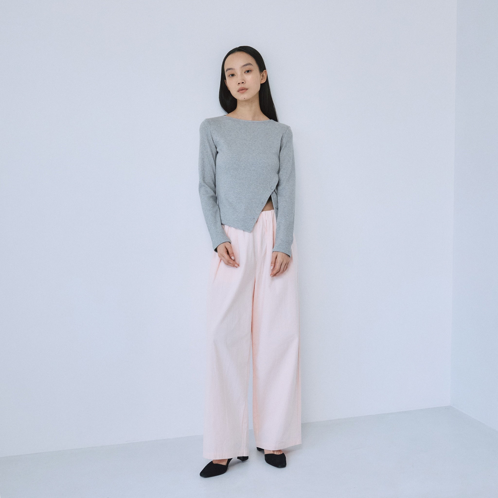 Glitter Rib Asymmetrical Top