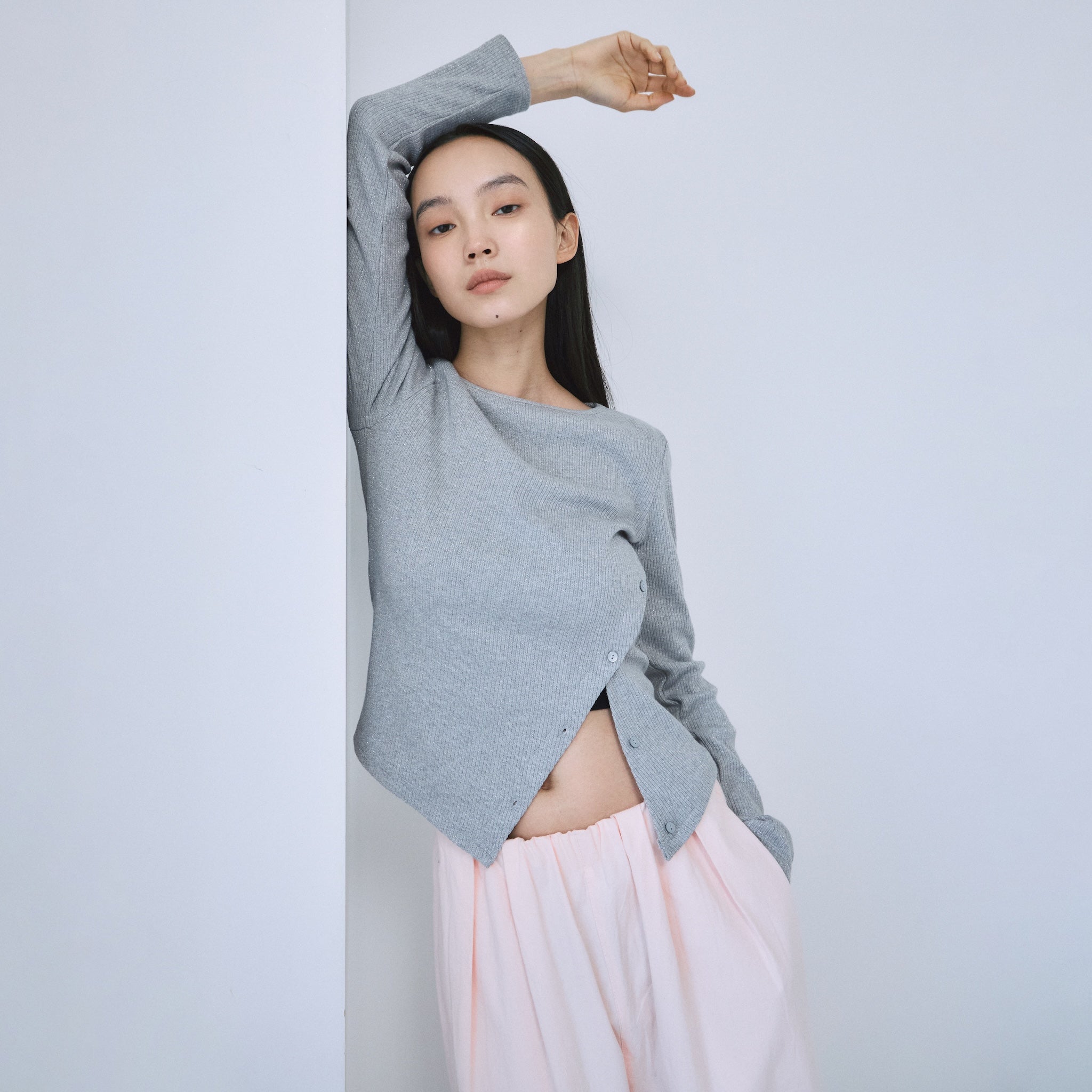 Glitter Rib Asymmetrical Top