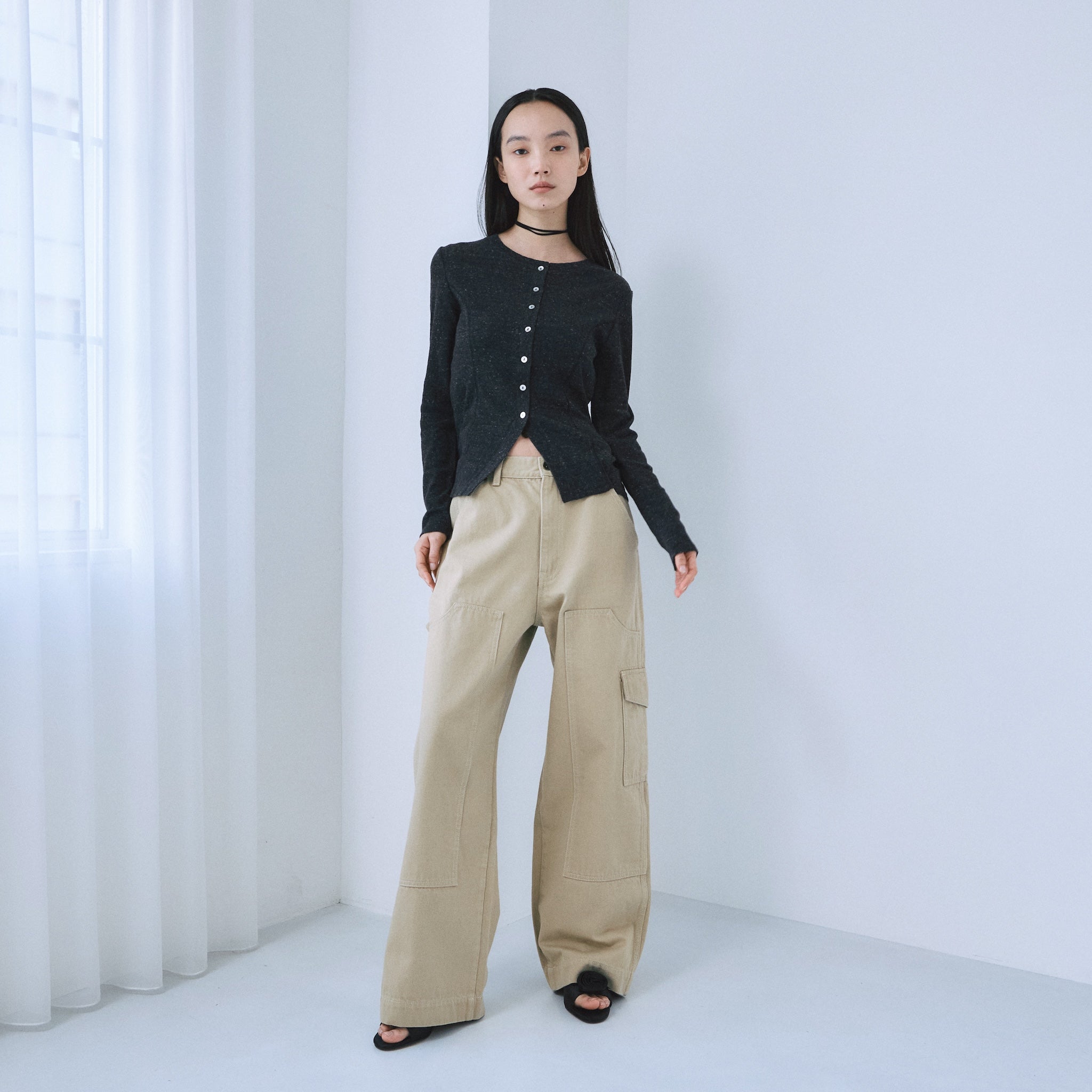 Ladder RIB Shape Cut Cardigan