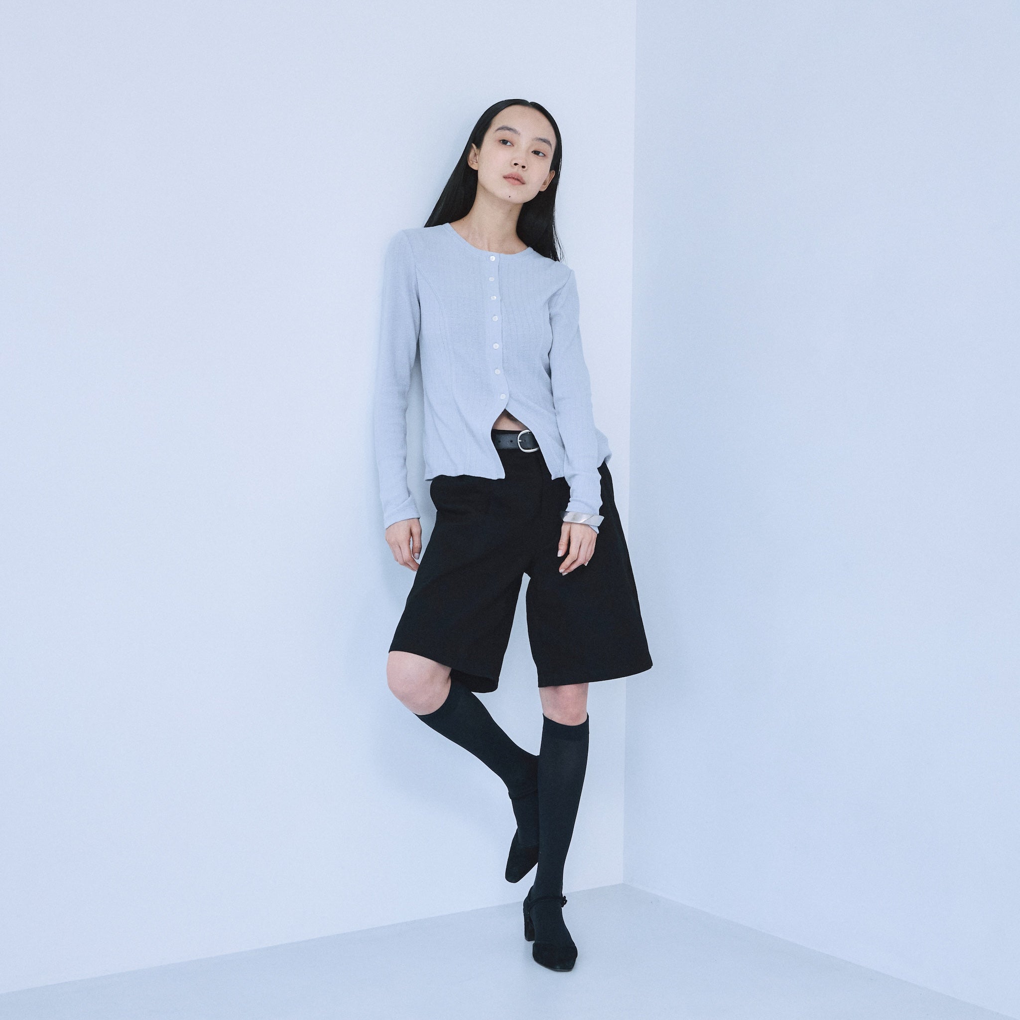 Ladder RIB Shape Cut Cardigan