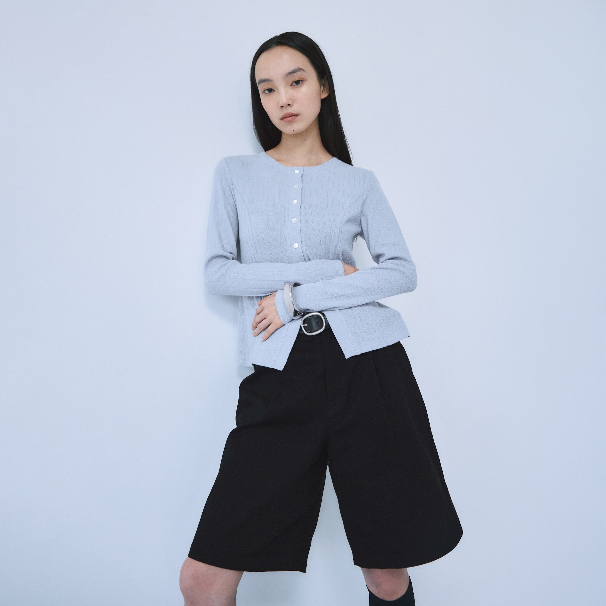 Ladder RIB Shape Cut Cardigan