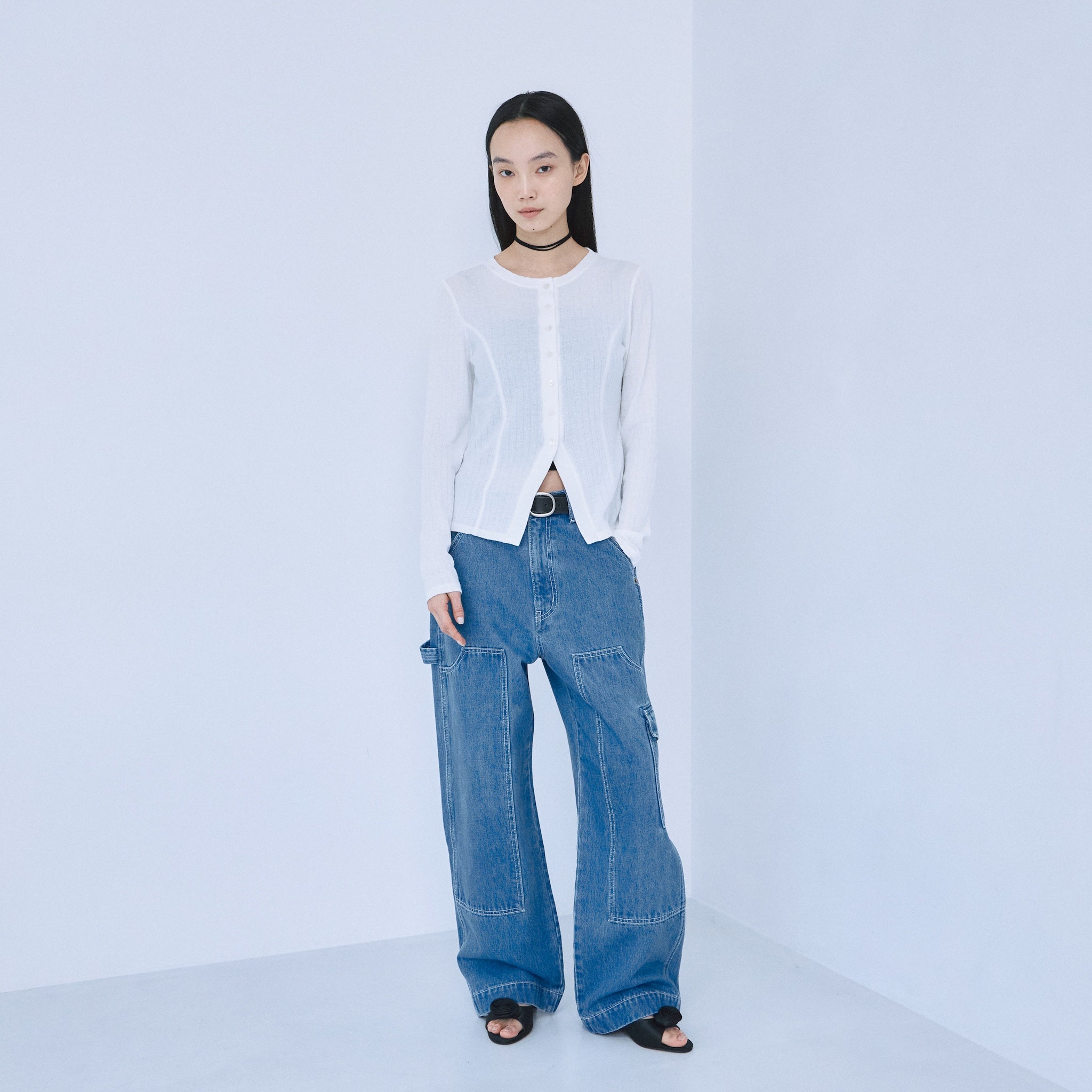 Ladder RIB Shape Cut Cardigan