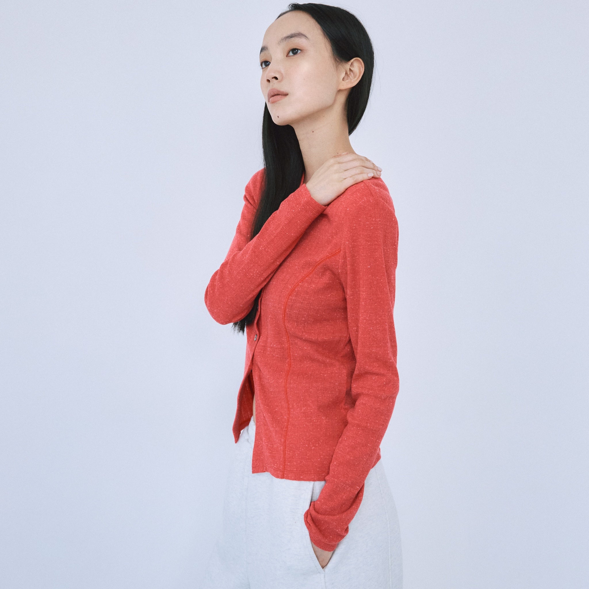 Ladder RIB Shape Cut Cardigan