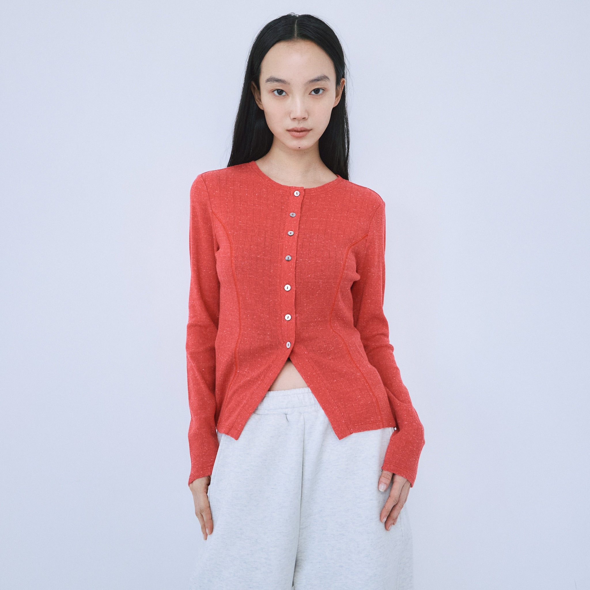 Ladder RIB Shape Cut Cardigan
