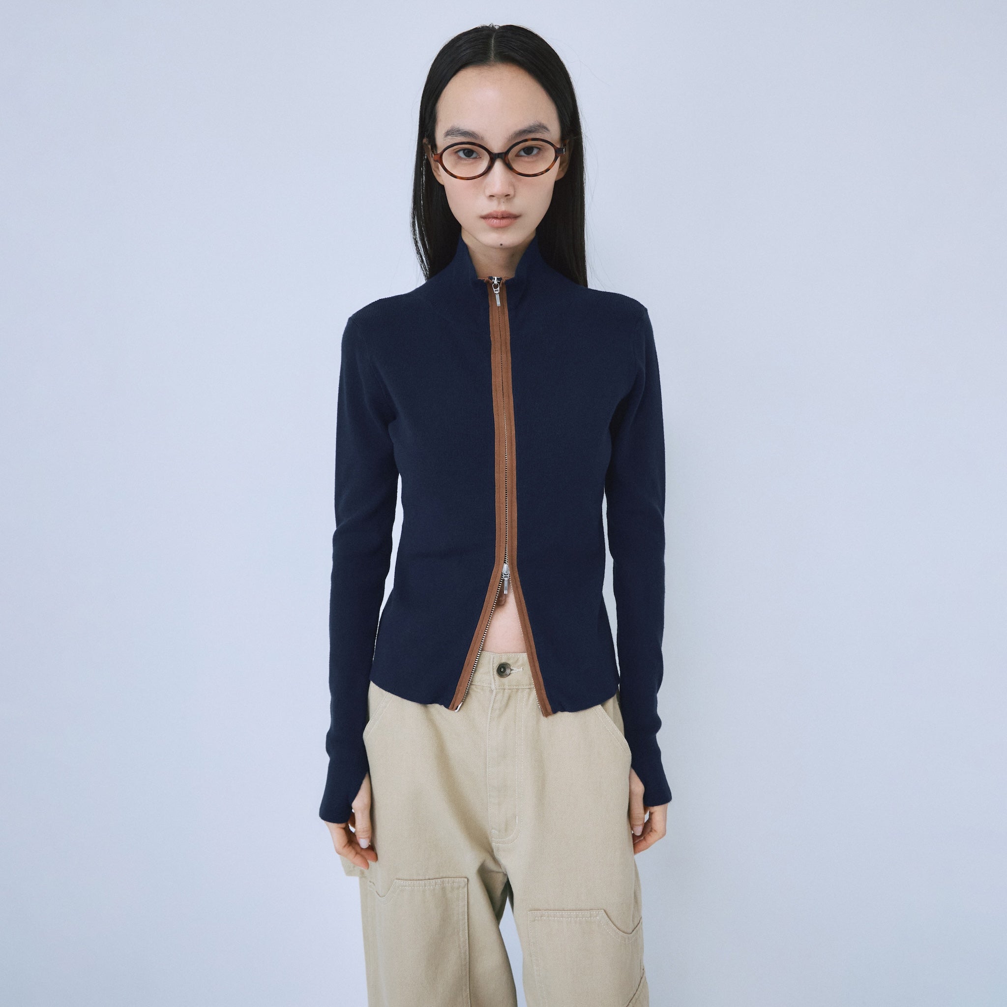 Double Zip Bicolor Top