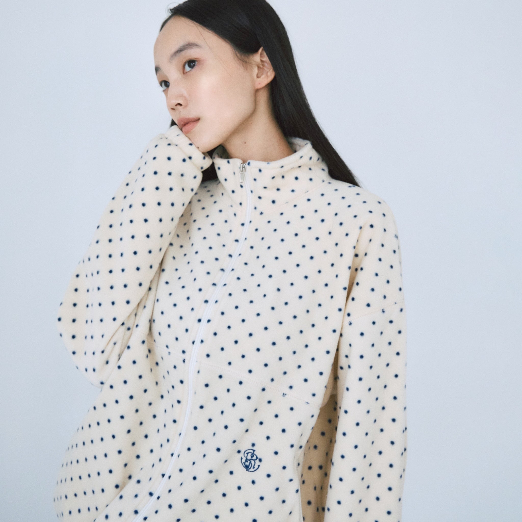 Cozy Fleece Dot Zip Hoodie