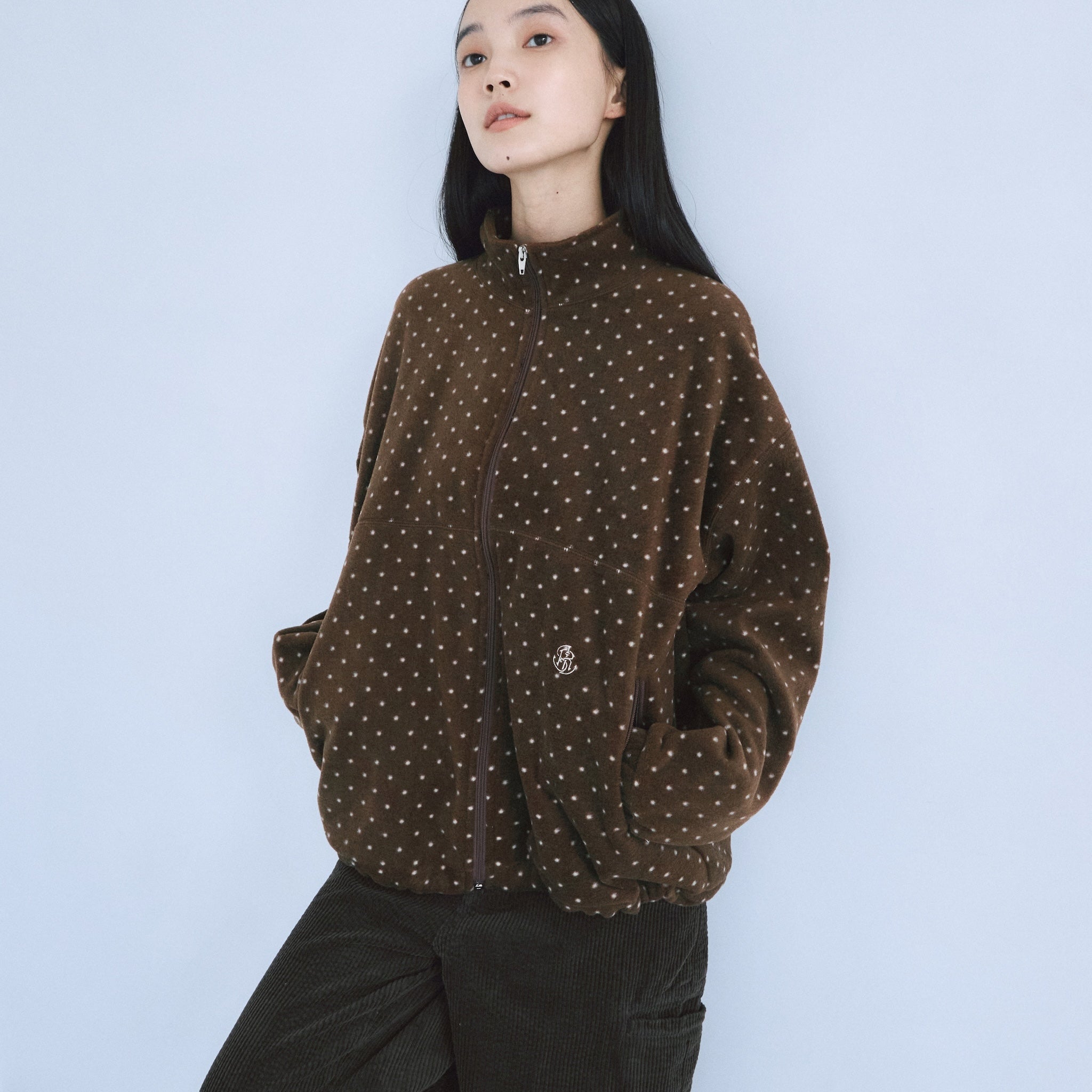 Cozy Fleece Dot Zip Hoodie