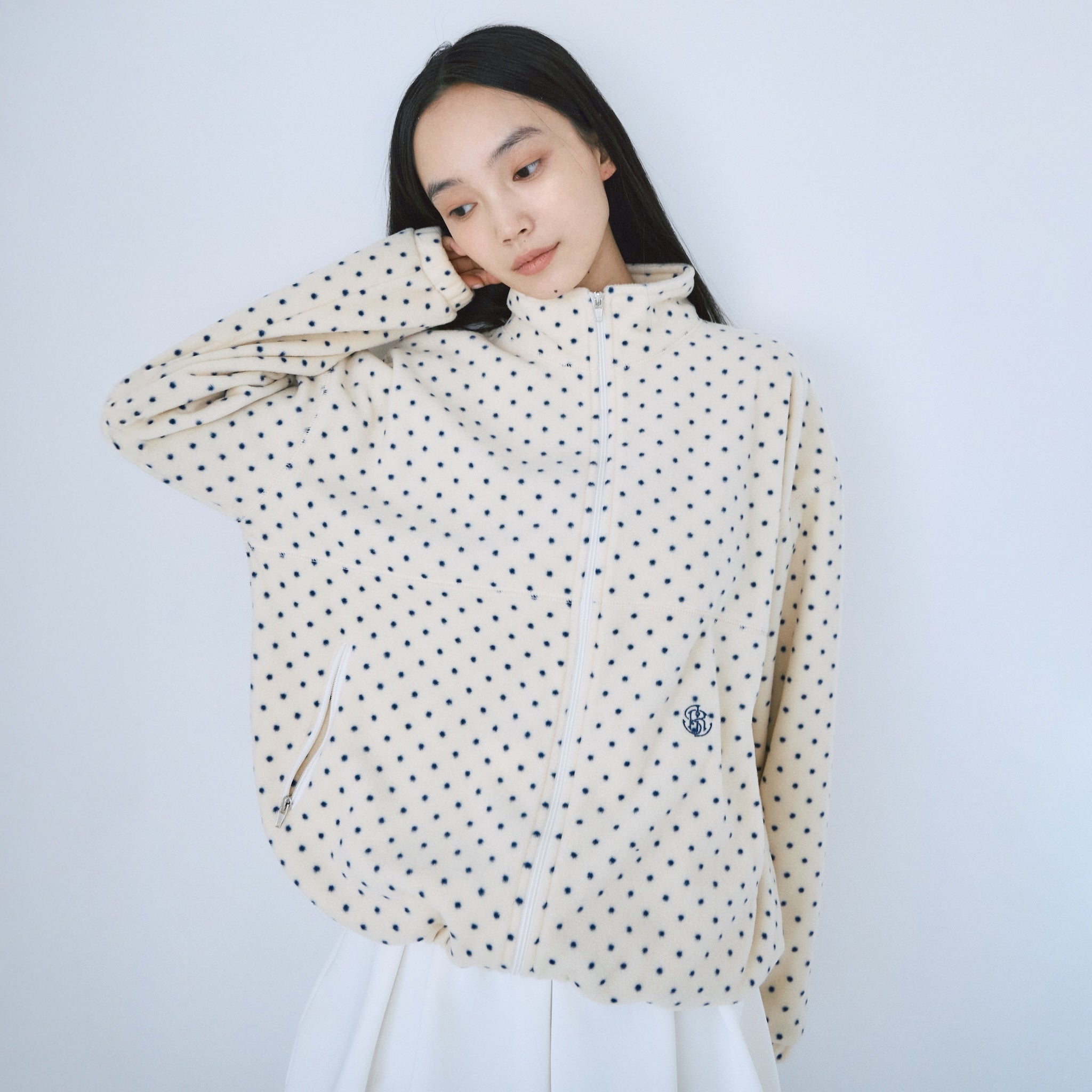 Cozy Fleece Dot Zip Hoodie