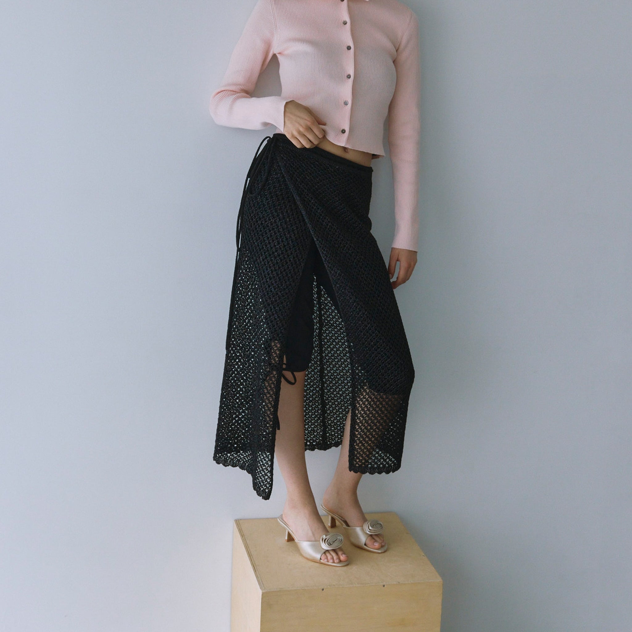Straw Yarn Mesh Layered Skirt