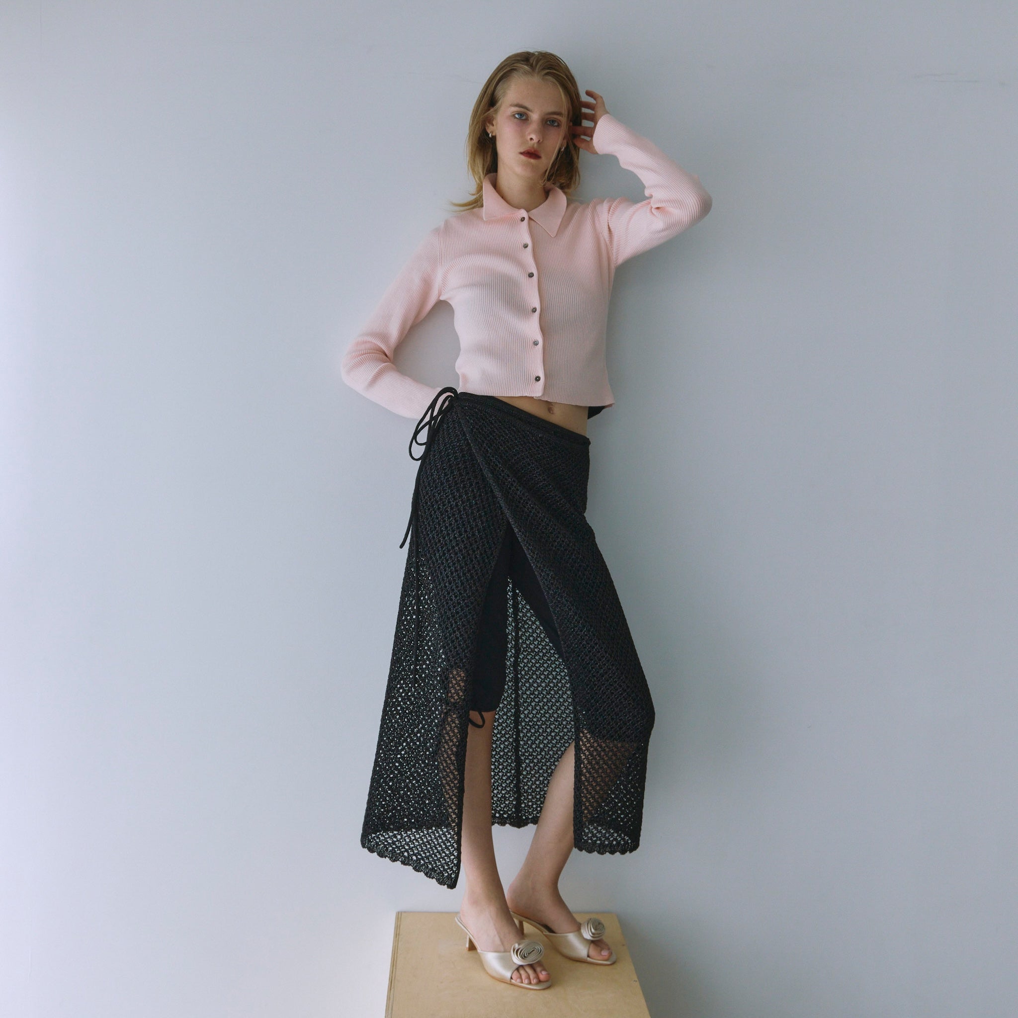 Straw Yarn Mesh Layered Skirt