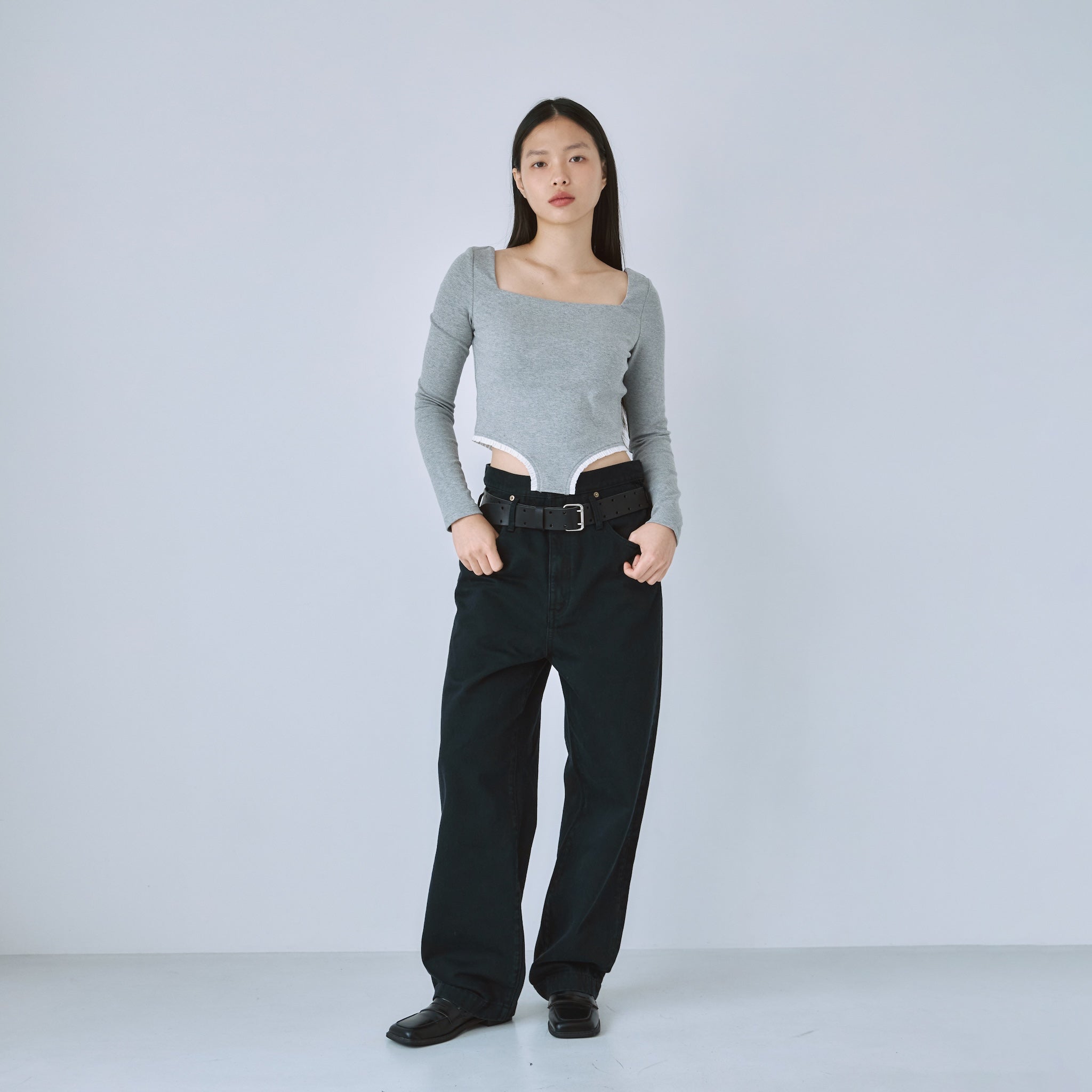 Over-waist wide denim SRN05
