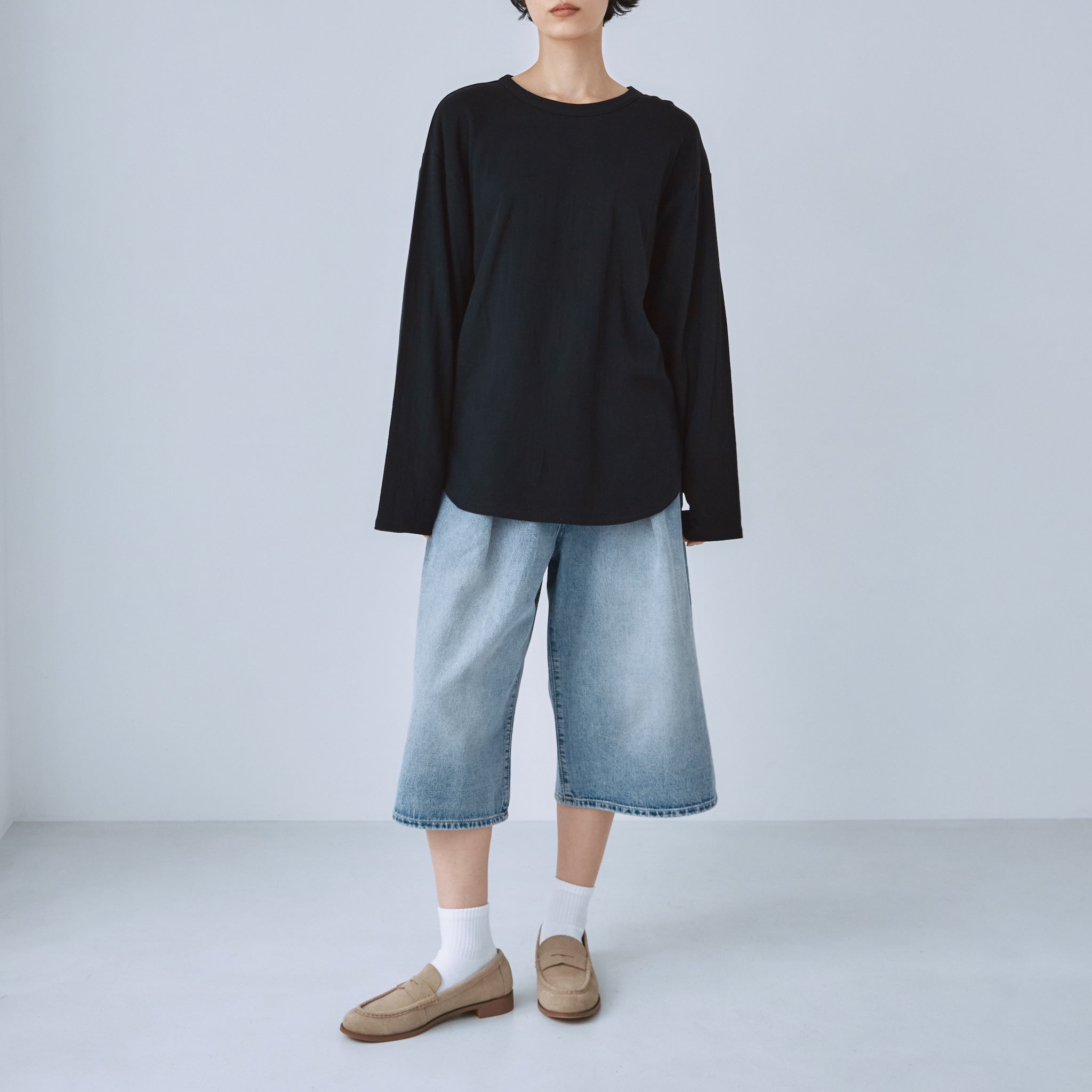 Denim Tuckハーフパンツ