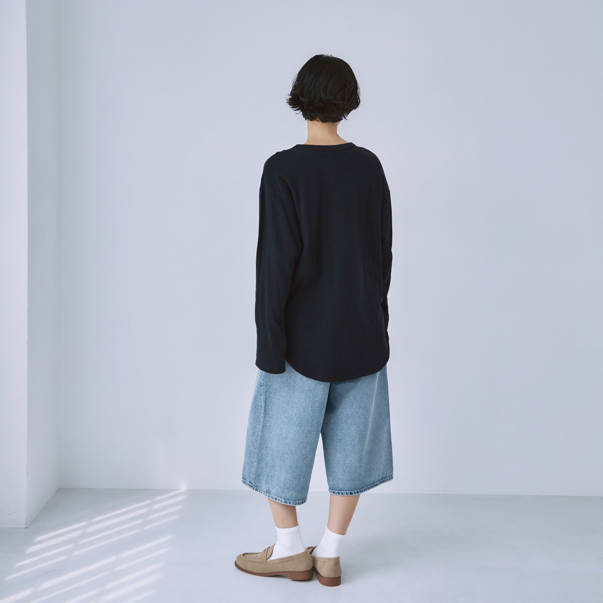 Denim Tuckハーフパンツ