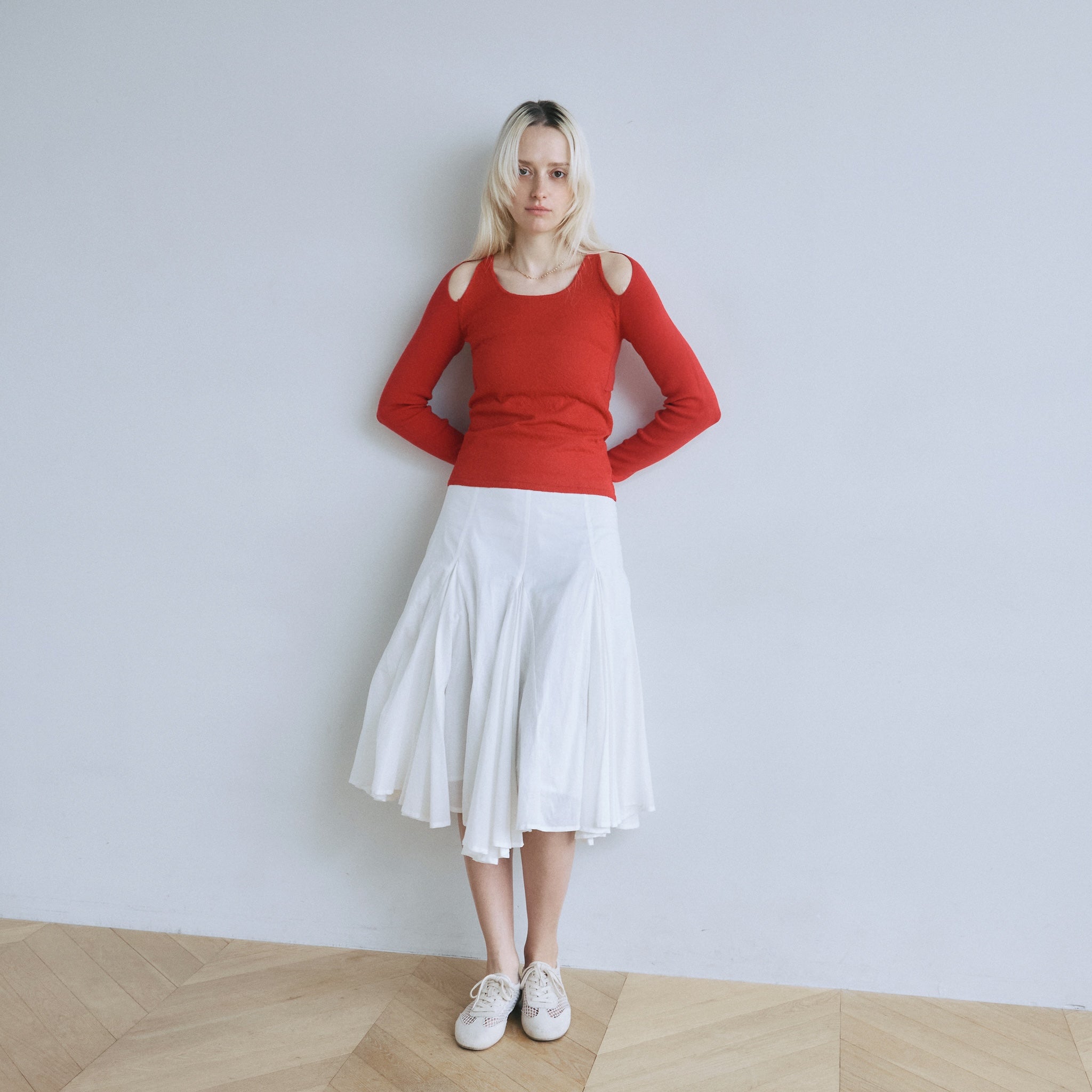 C/voile flared midi skirt