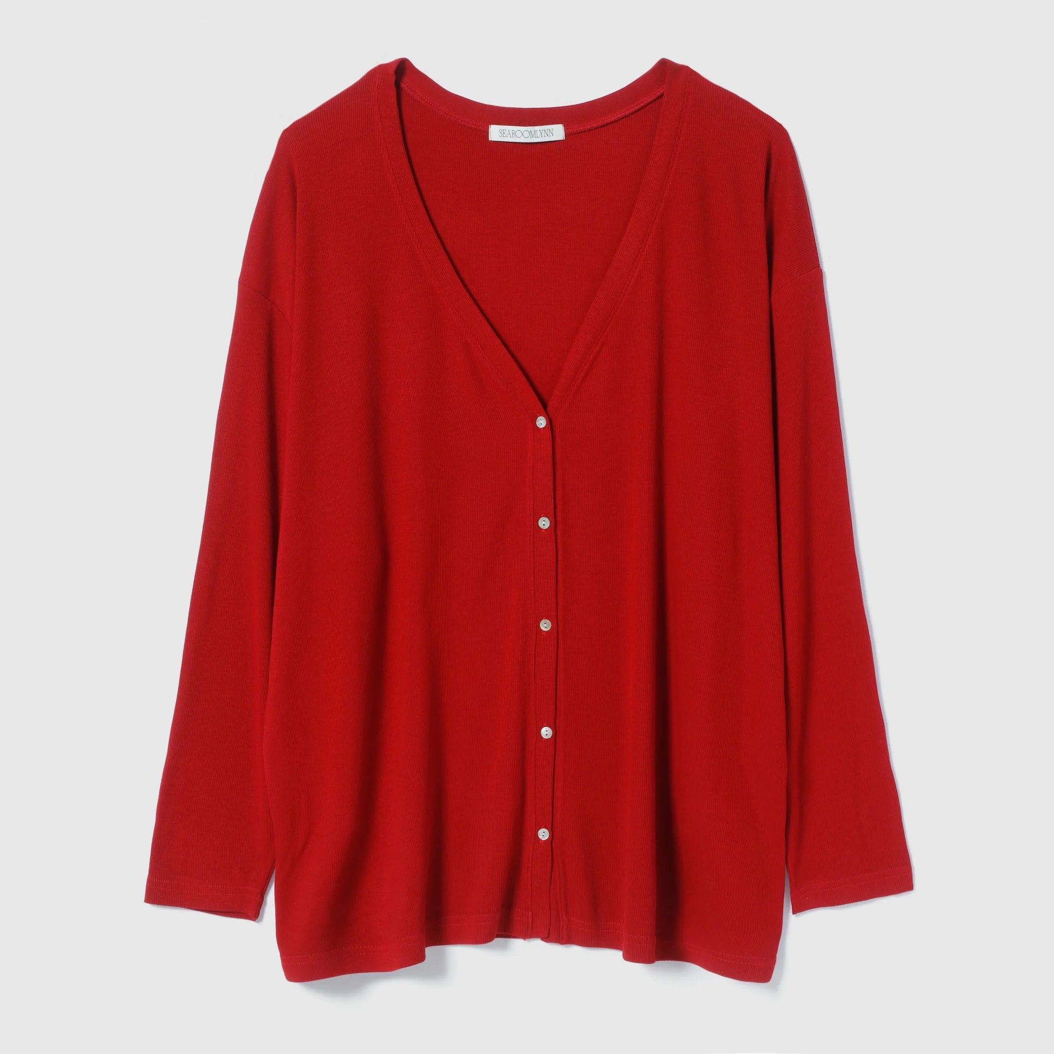RIB over V-neck cardigan