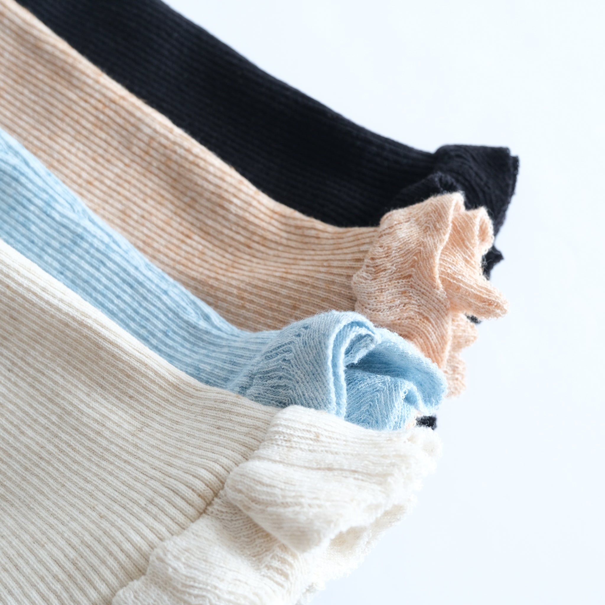 Linen combination FRILL knit top