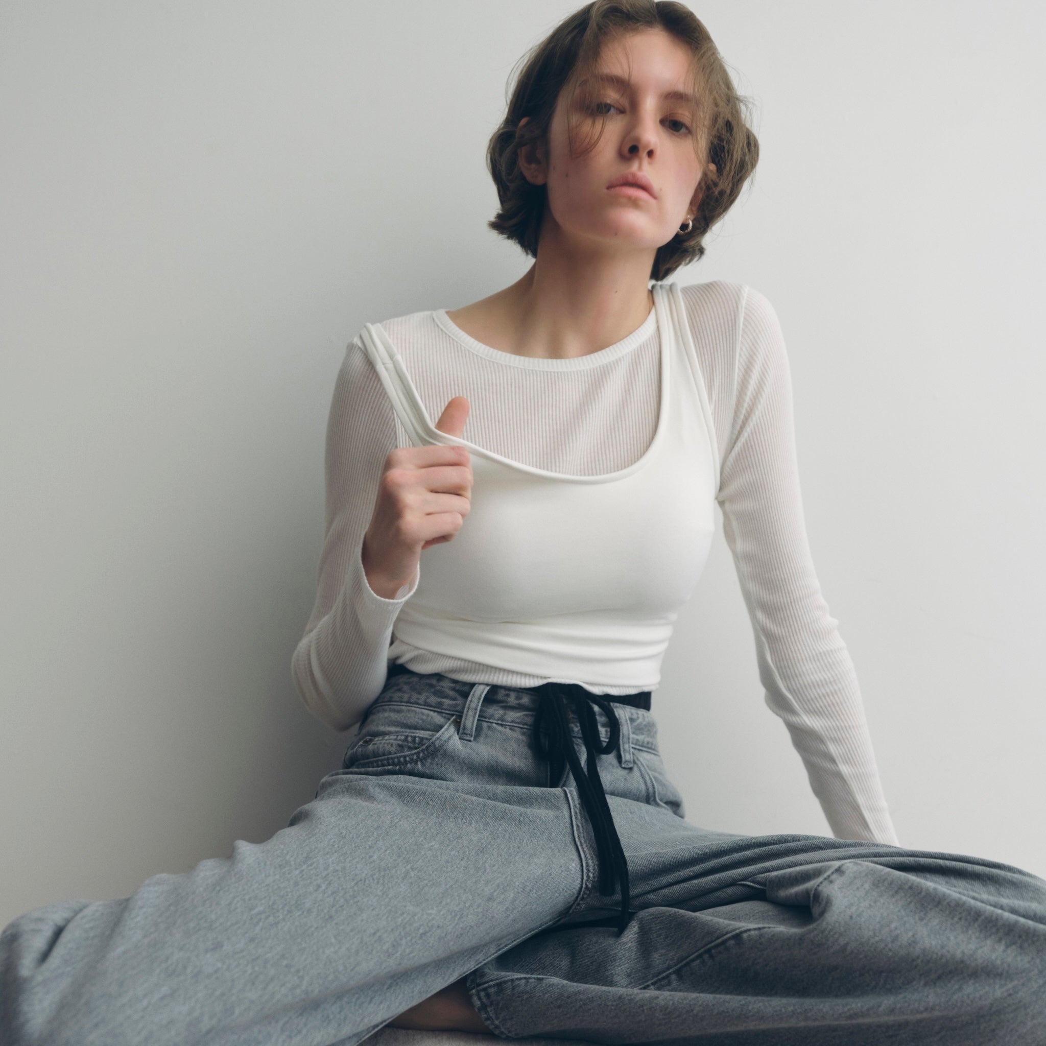Light Sheer RIB Fitトップス