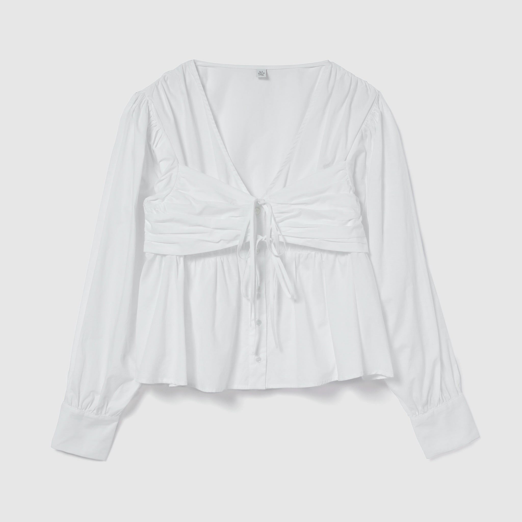 Layered Ribbon Bustier Shirt