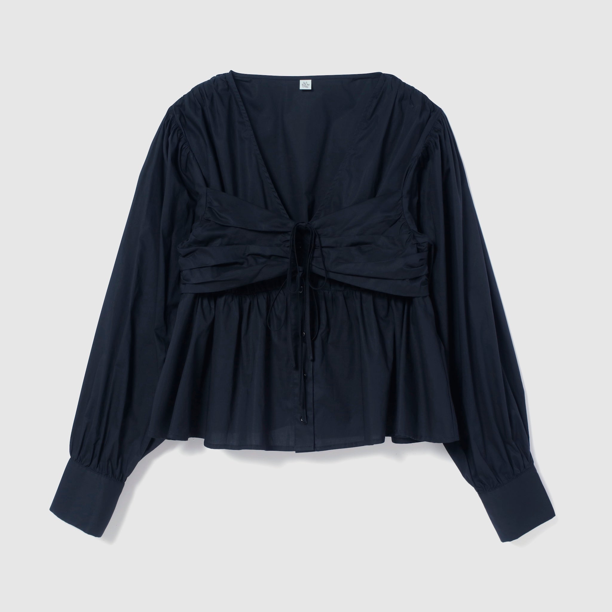Layered Ribbon Bustier Shirt
