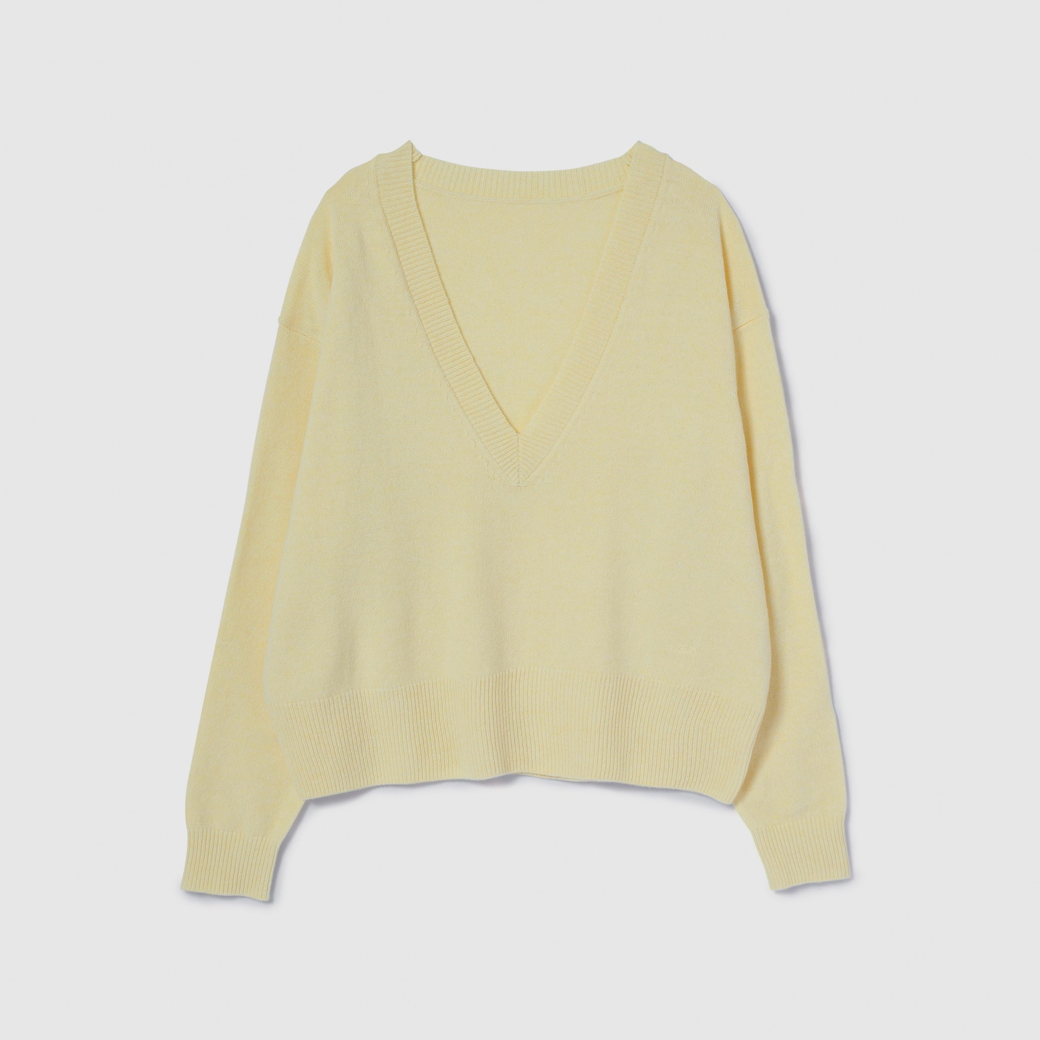 Merino Wool V-neck Knit Top