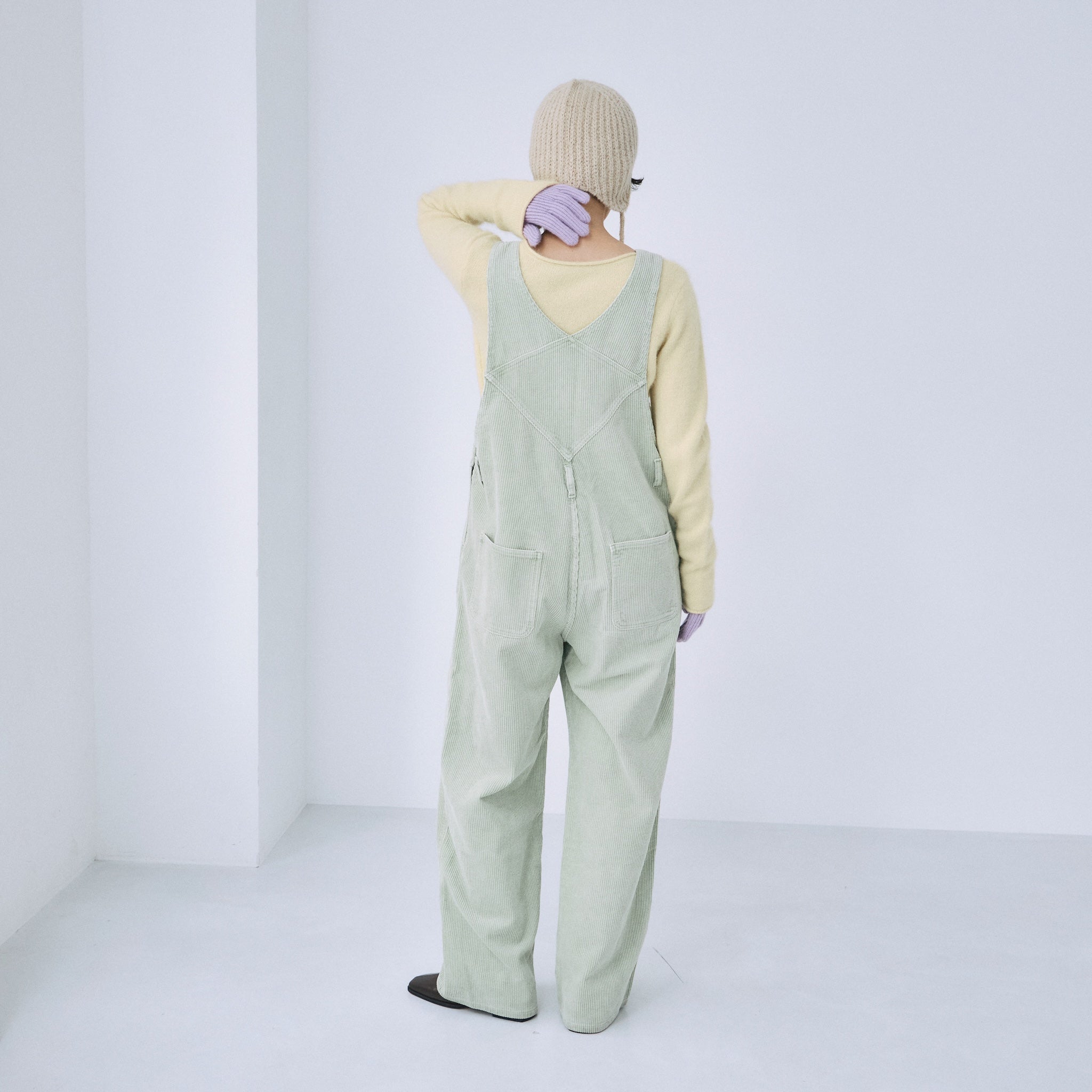 Color washコーデュロイルーズサロペット