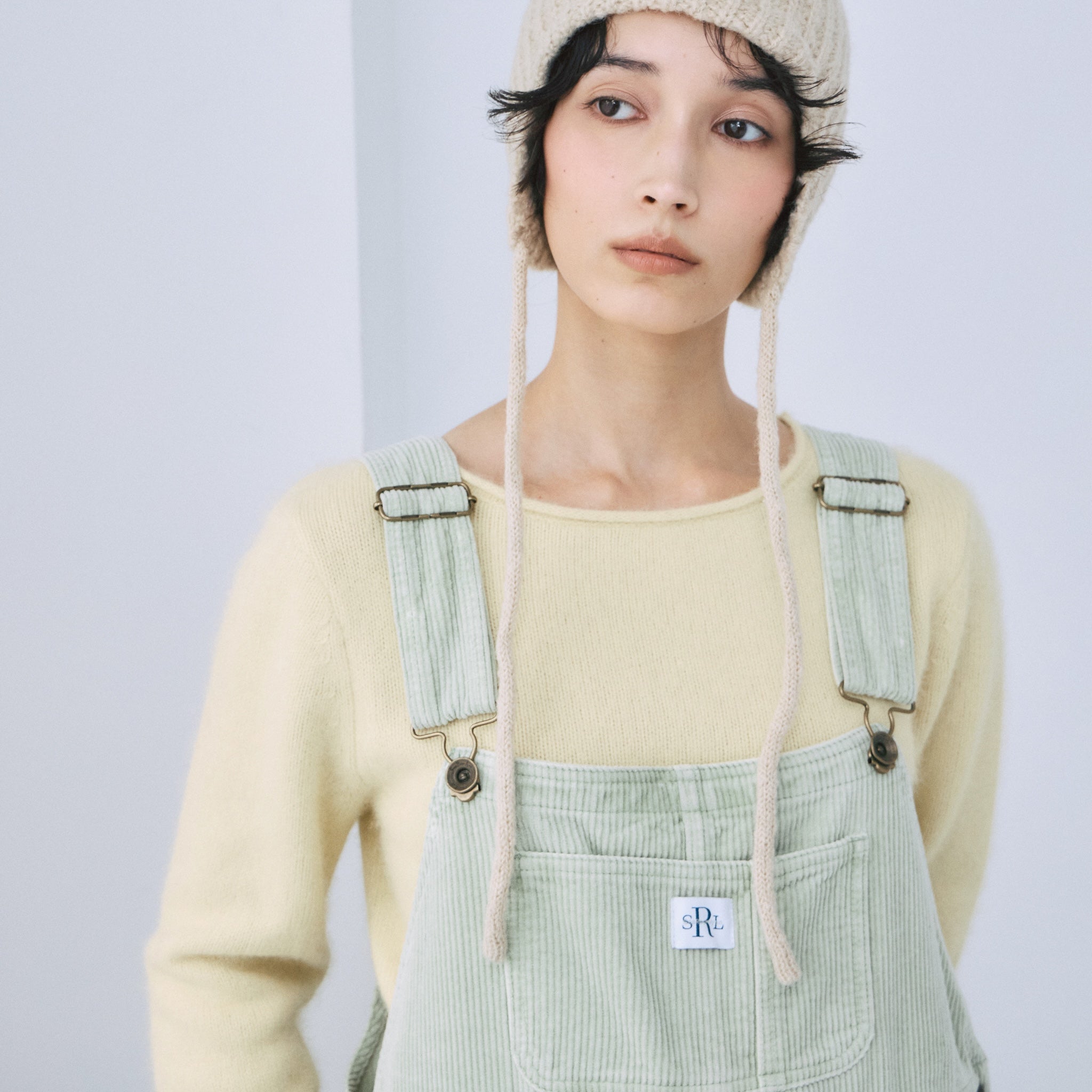 Color washコーデュロイルーズサロペット