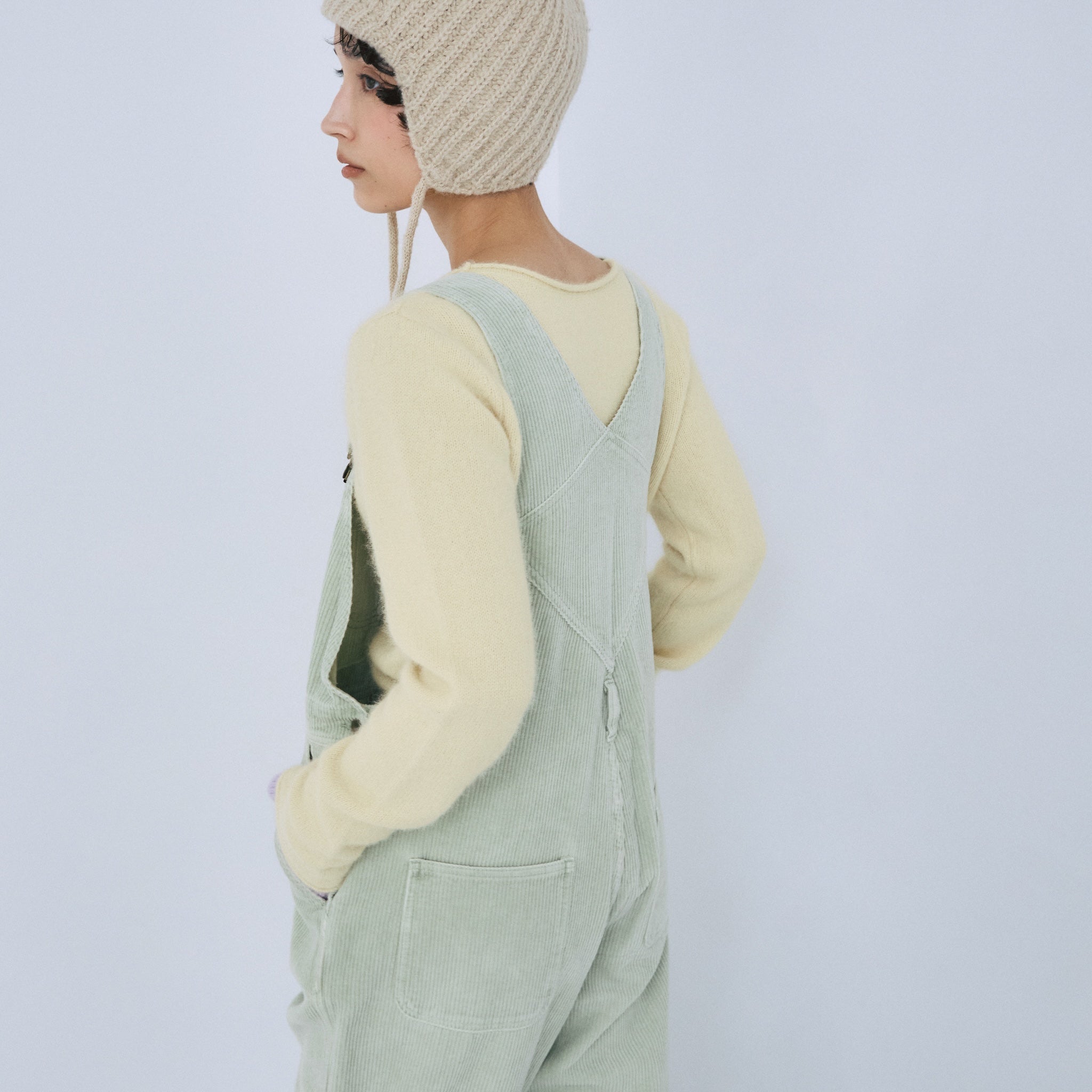 Color washコーデュロイルーズサロペット