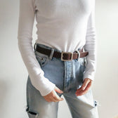 SQUARE BUCKLE LEATHER BELT
