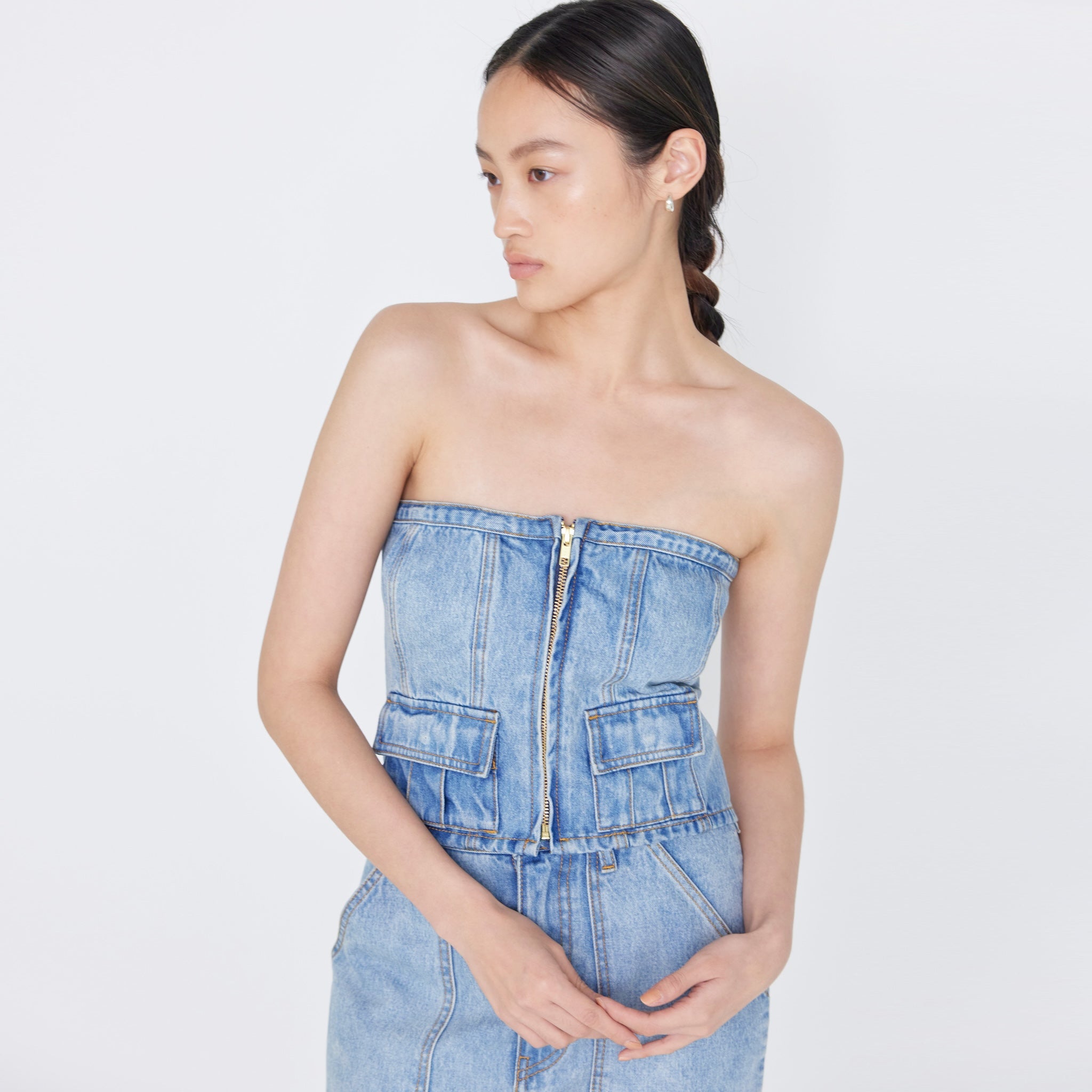 Denim miniビスチェ