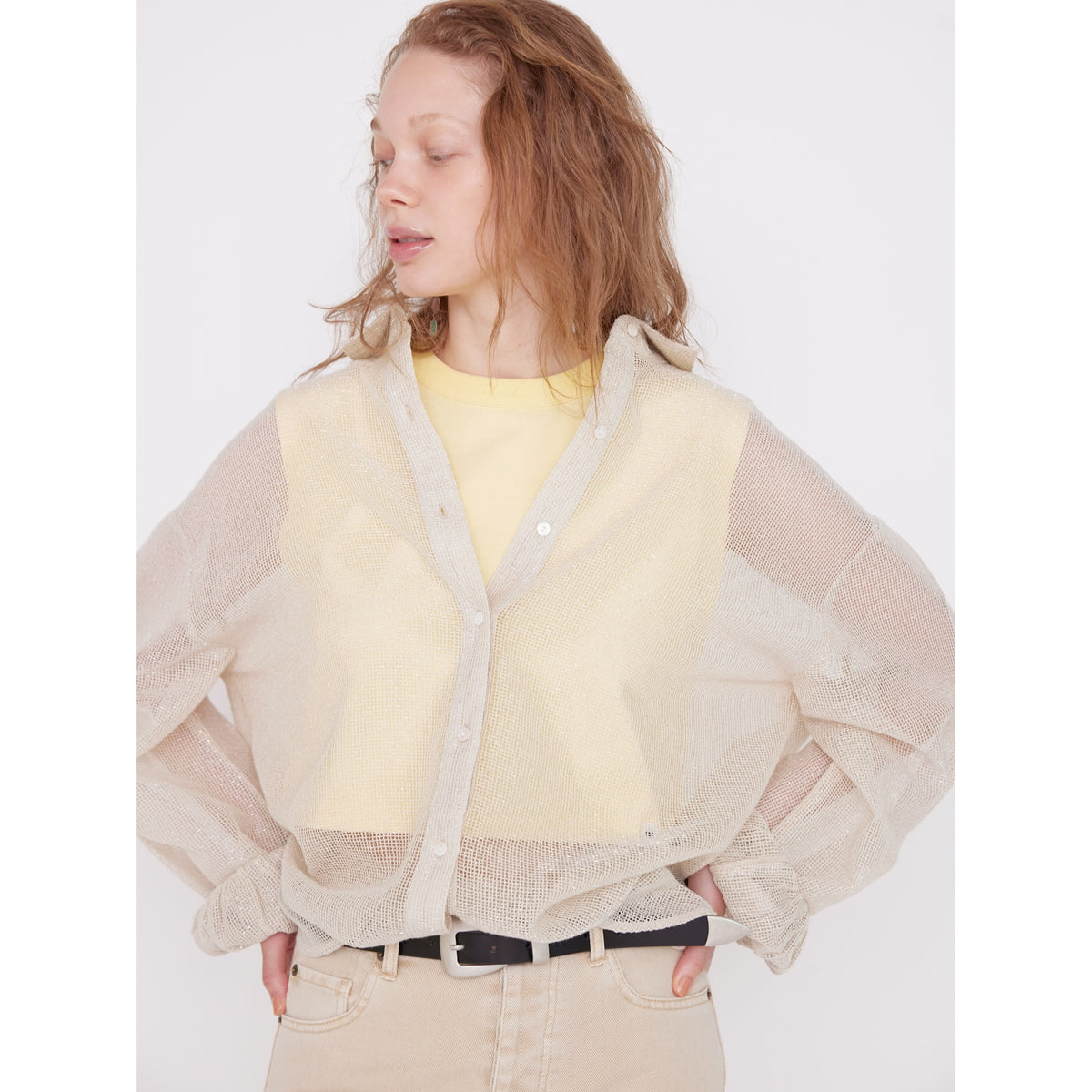 Cotton Mesh ルーズシャツ