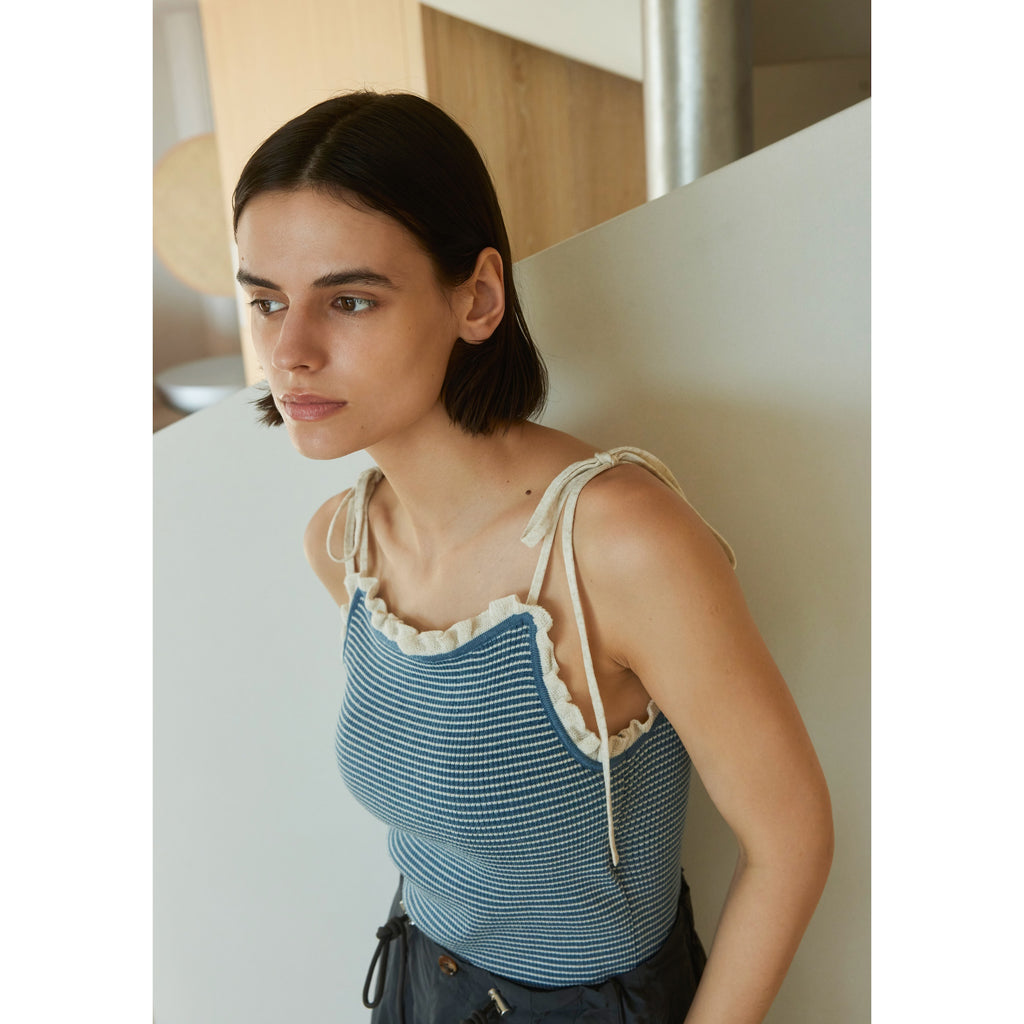 Frill Ribbon Back Uキャミ