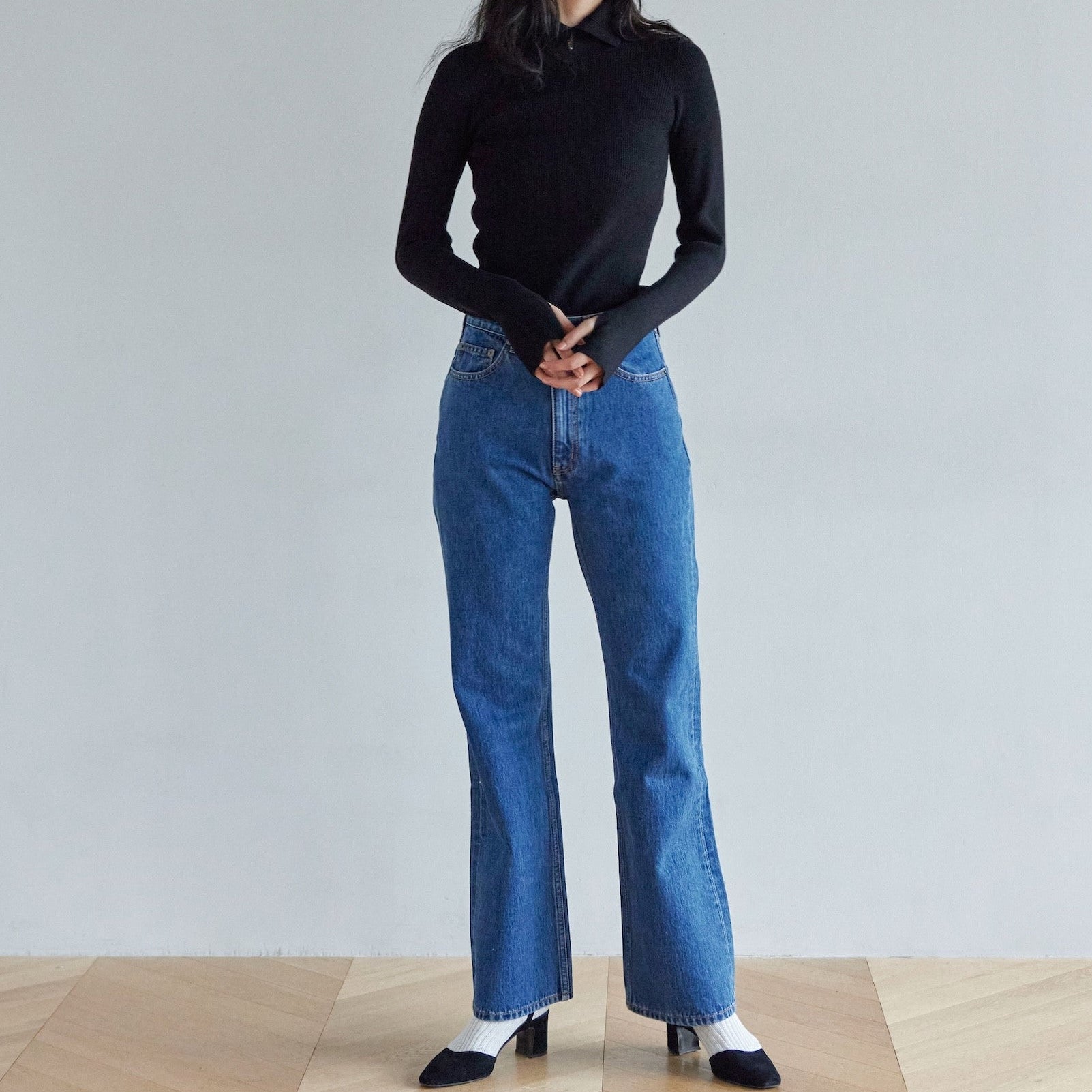 MultiネックRIBニットトップス