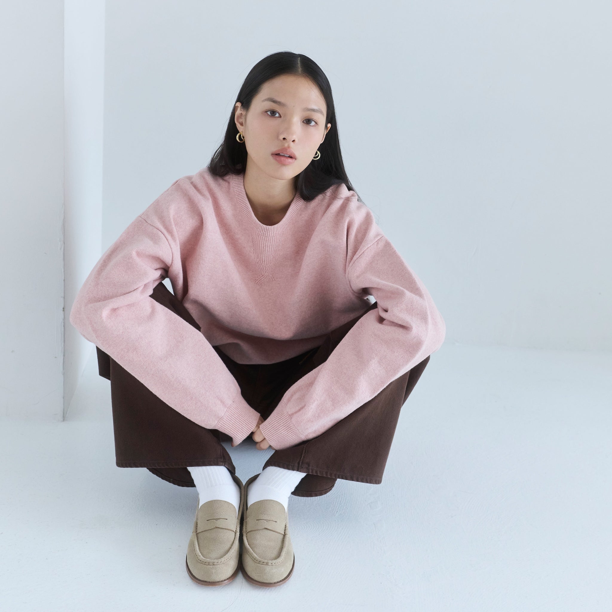 Sweatlikeルーズニットプルオーバー