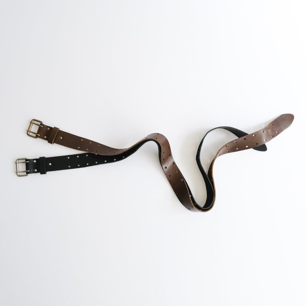 DOUBLE PIN LEATHER BELT